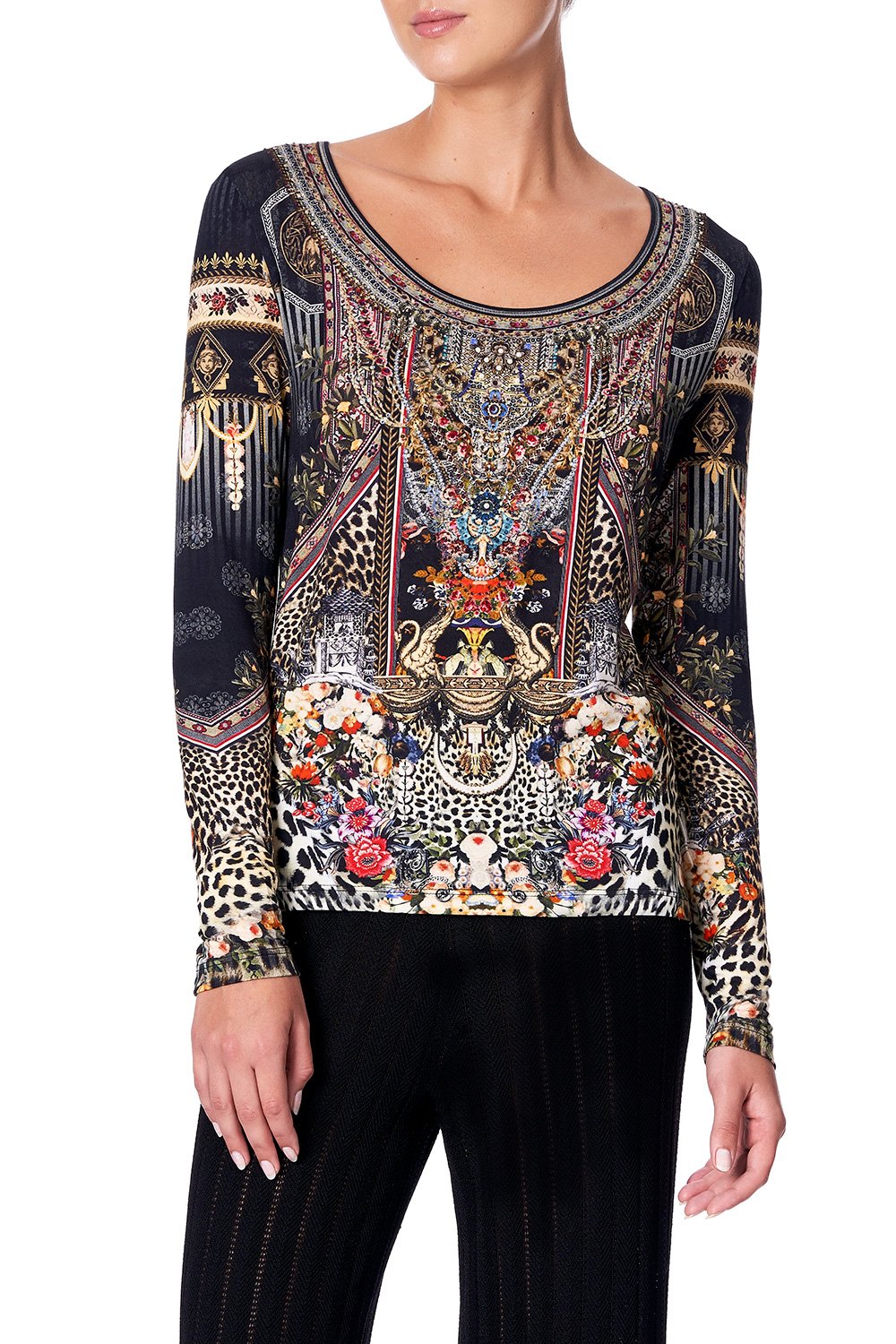 LONG SLEEVE FITTED TOP MARAIS AT MIDNIGHT