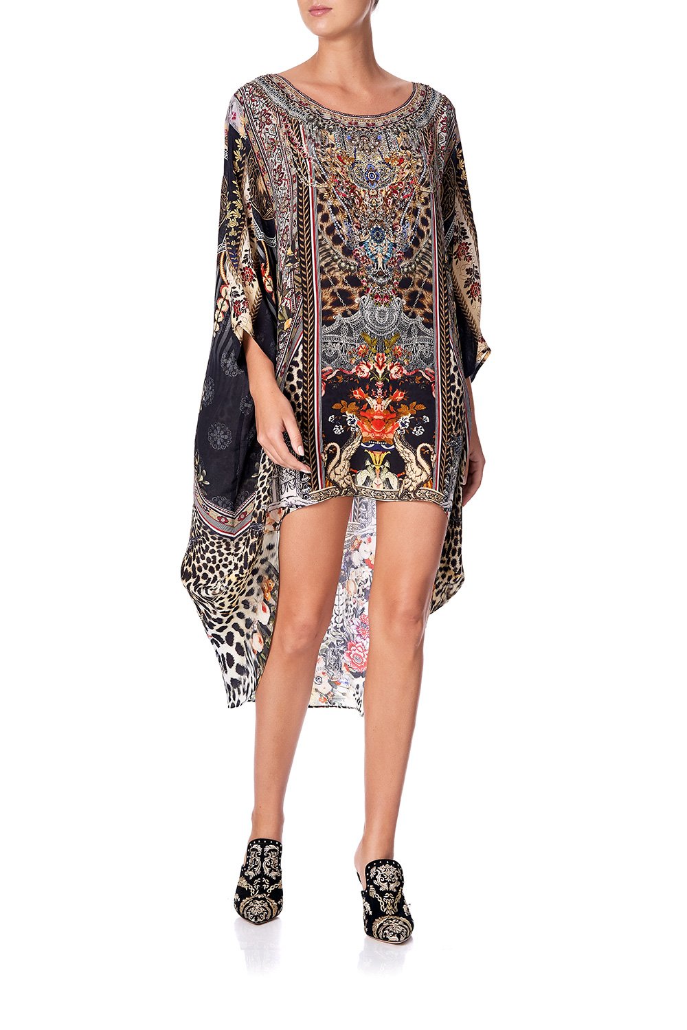 SCOOP BACK HEM DRESS MARAIS AT MIDNIGHT