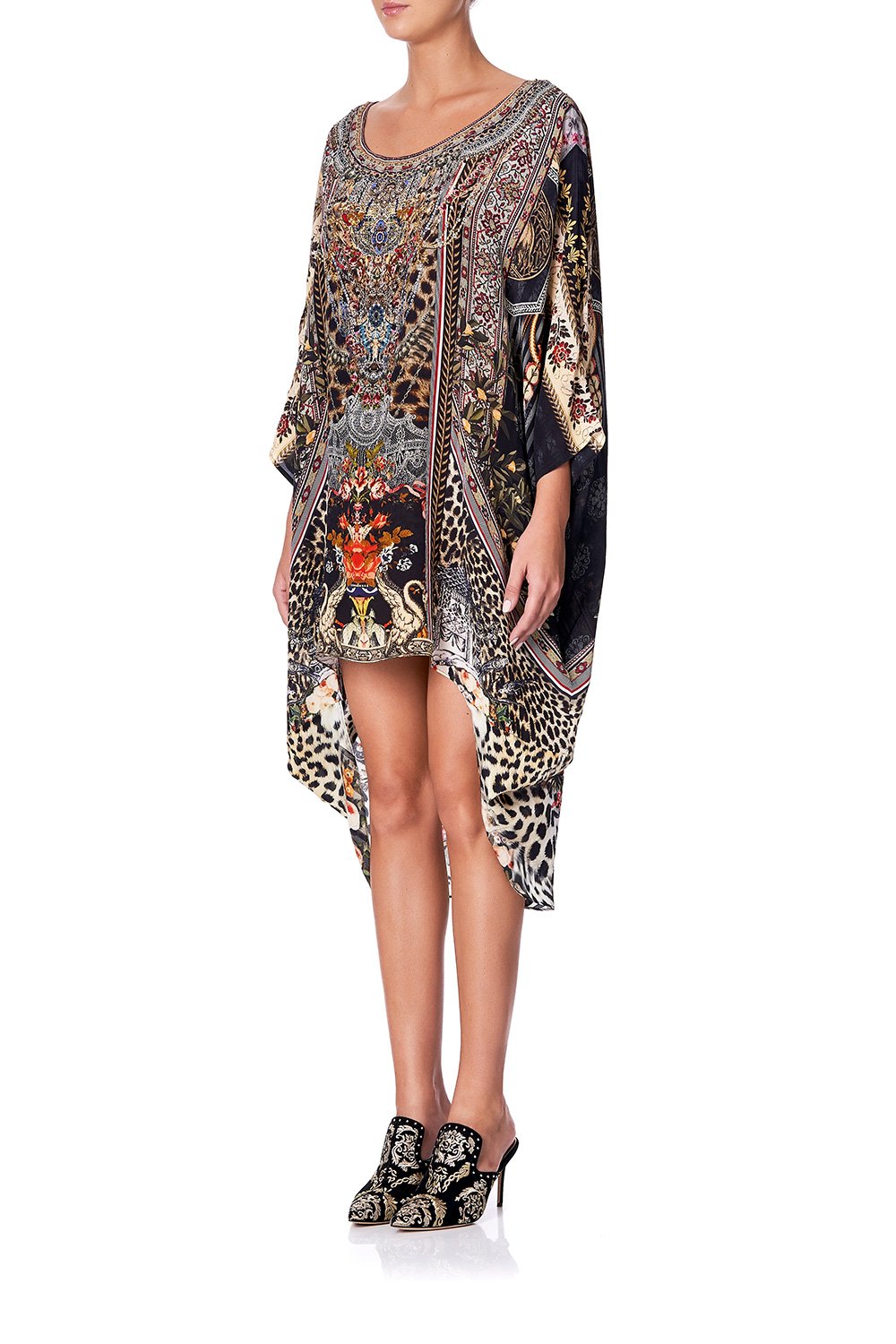 SCOOP BACK HEM DRESS MARAIS AT MIDNIGHT