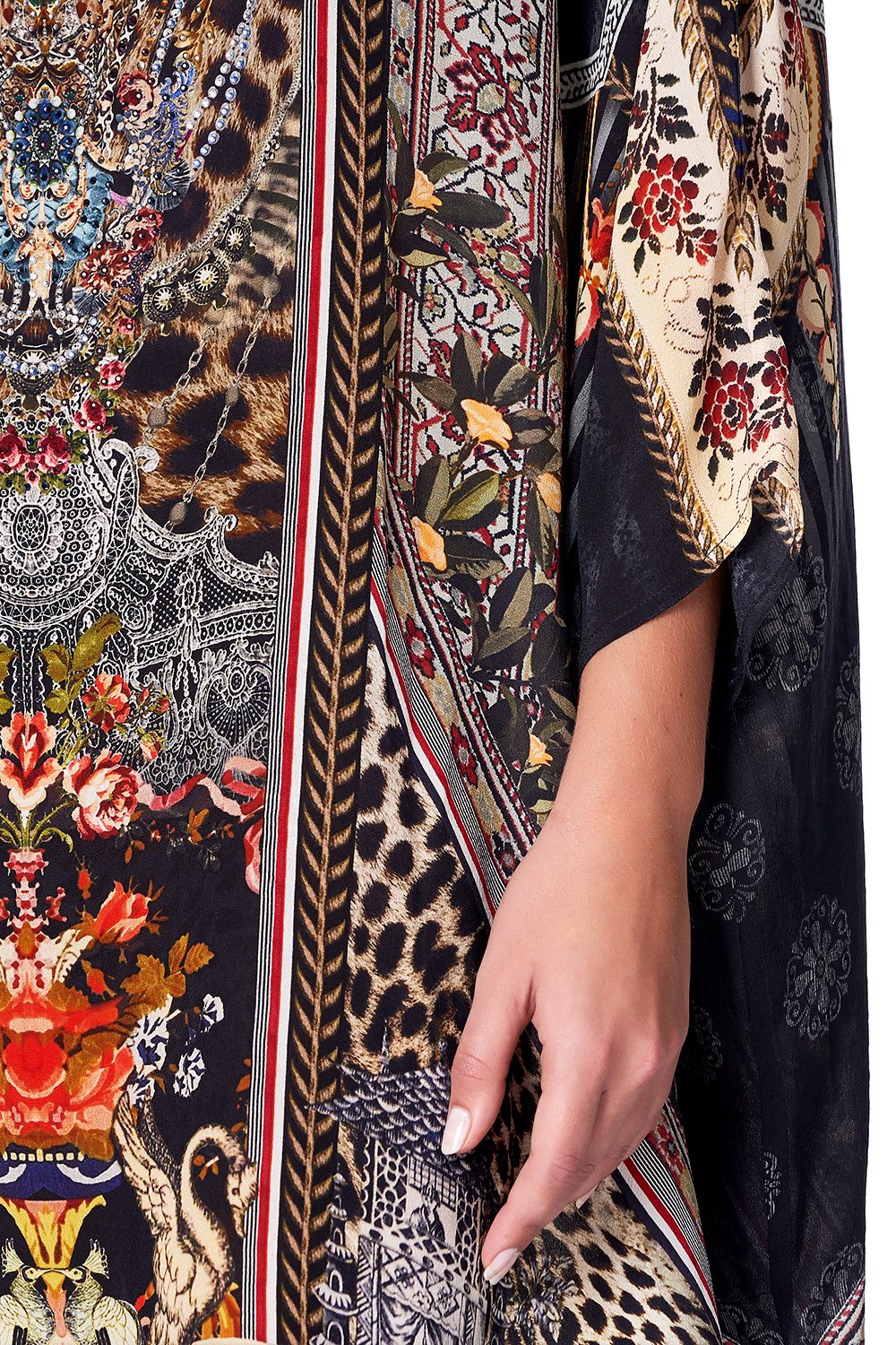 SCOOP BACK HEM DRESS MARAIS AT MIDNIGHT