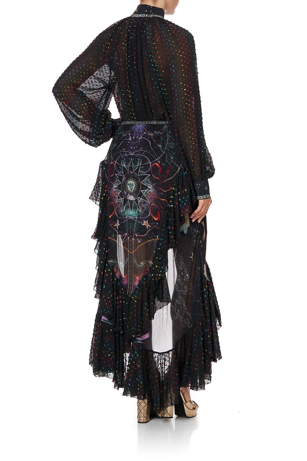MAXI SKIRT WITH DOUBLE FRILL MIDNIGHT MOON HOUSE