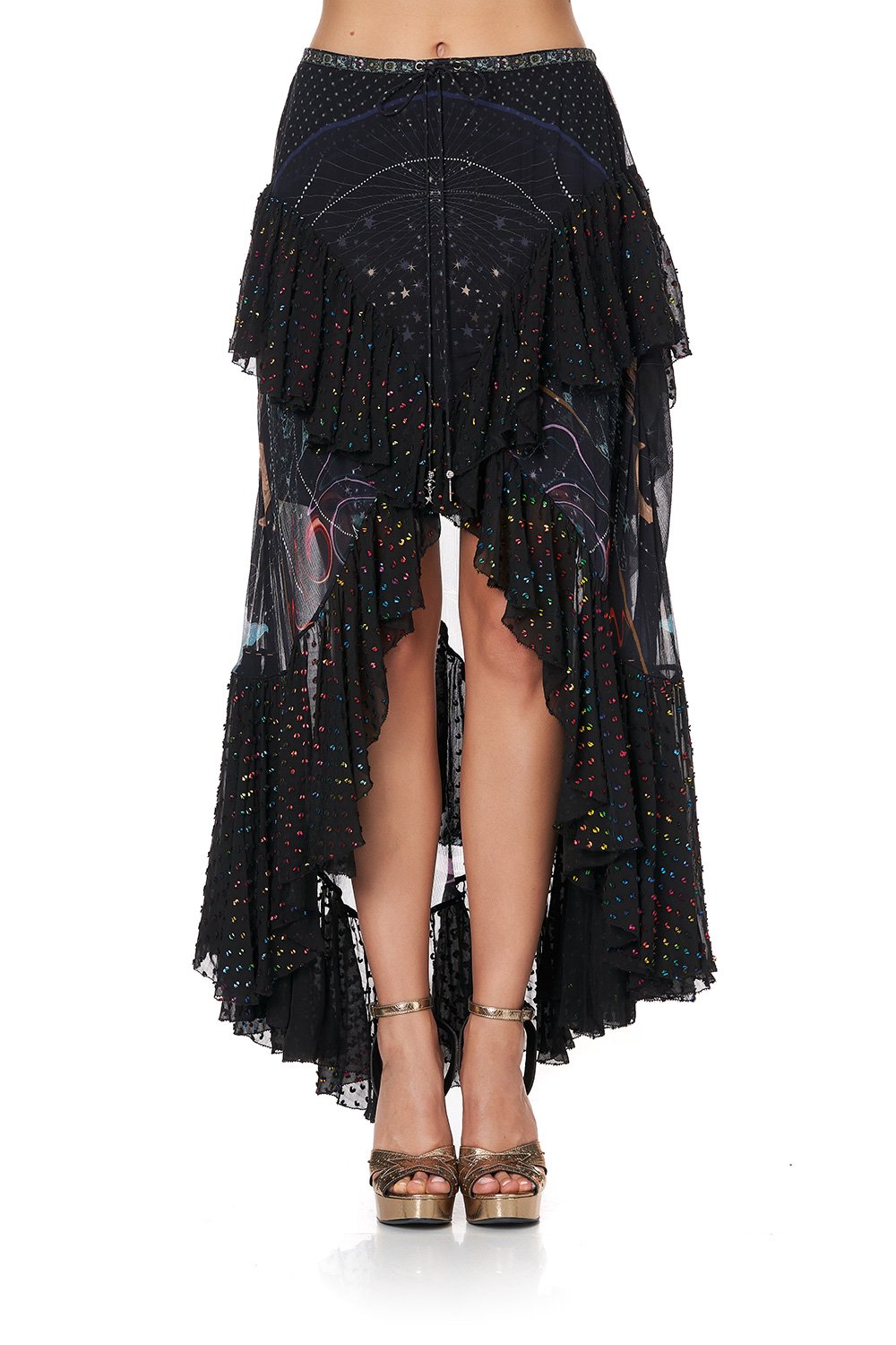 MAXI SKIRT WITH DOUBLE FRILL MIDNIGHT MOON HOUSE