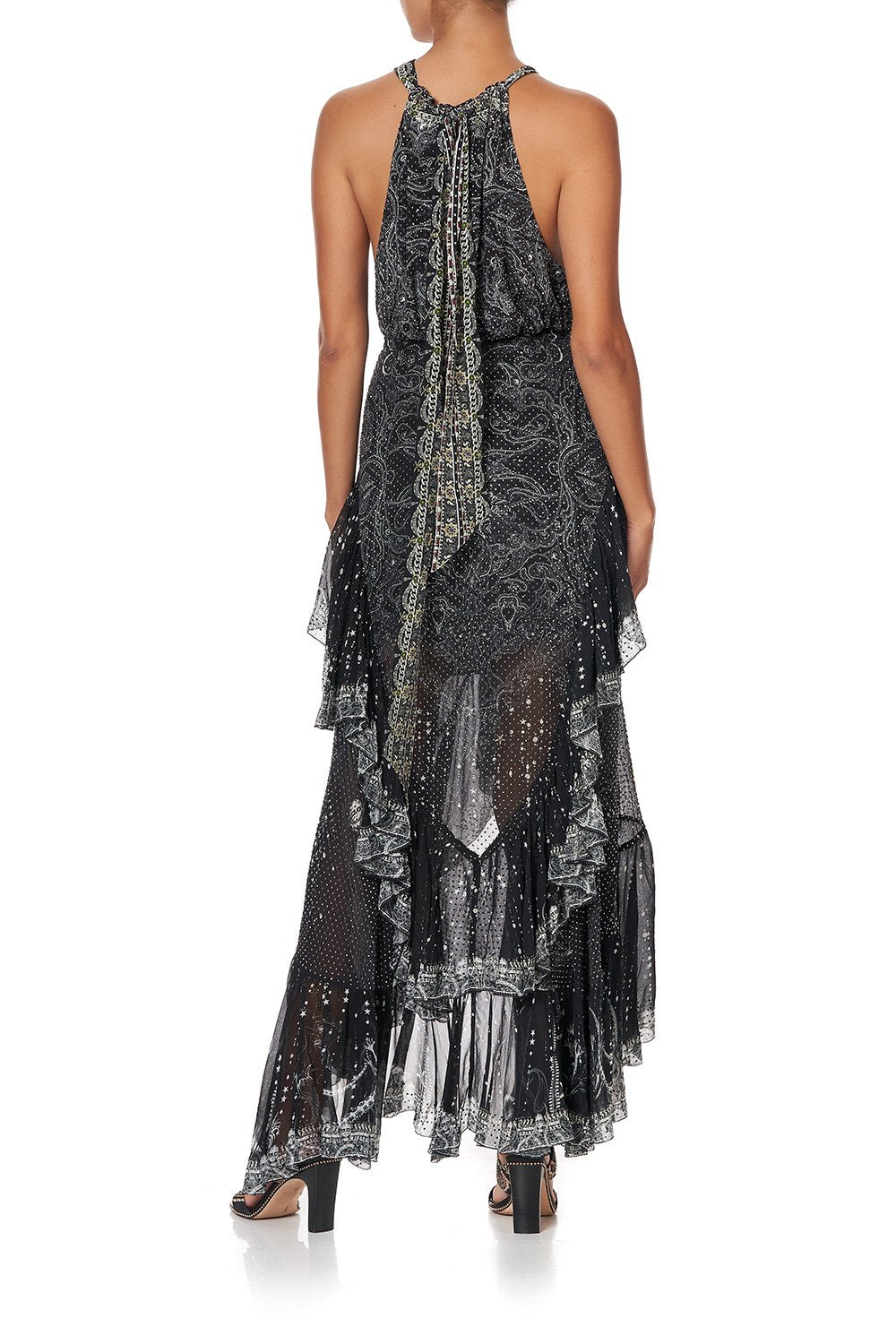 MAXI SKIRT WITH DOUBLE FRILL MIDNIGHT PEARL