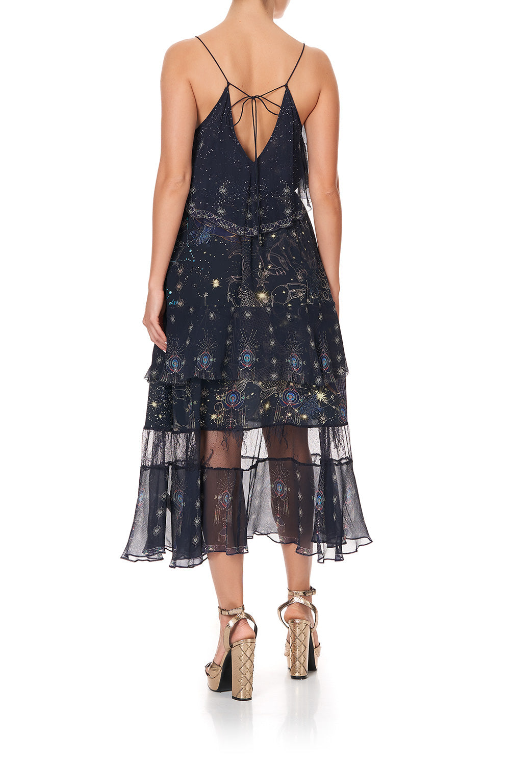 MIDI DRESS WITH NECKLINE FRILL ITS A SIGN