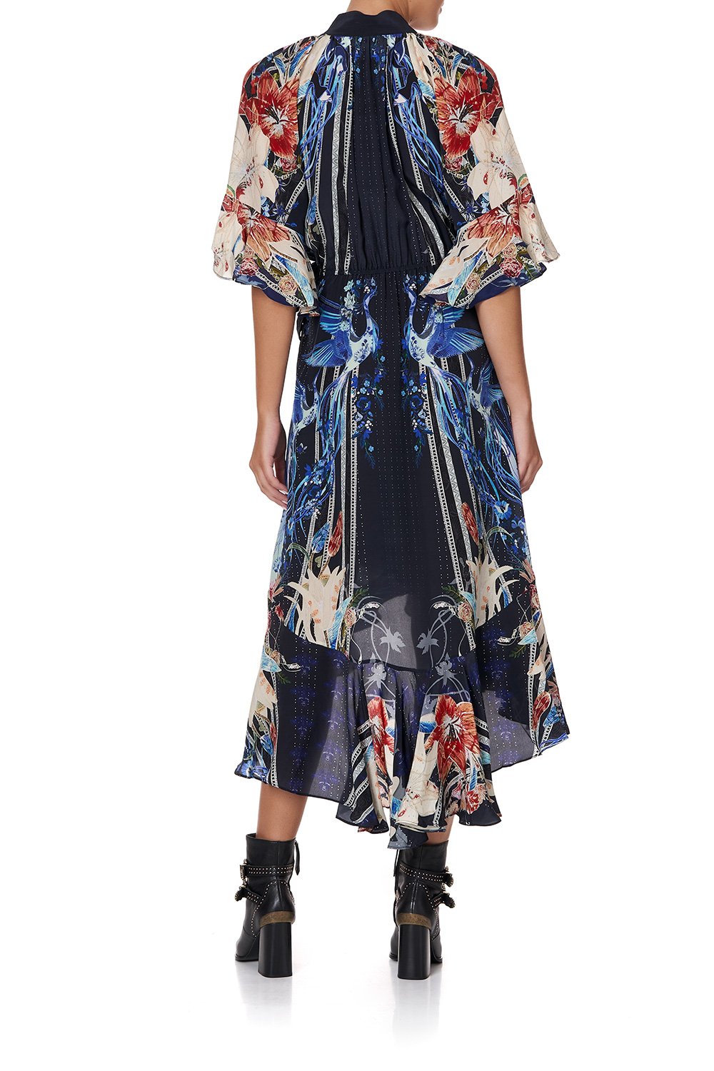 MIDI WRAP DRESS WITH RAGLAN SLEEVE MARE MYSTIQUE