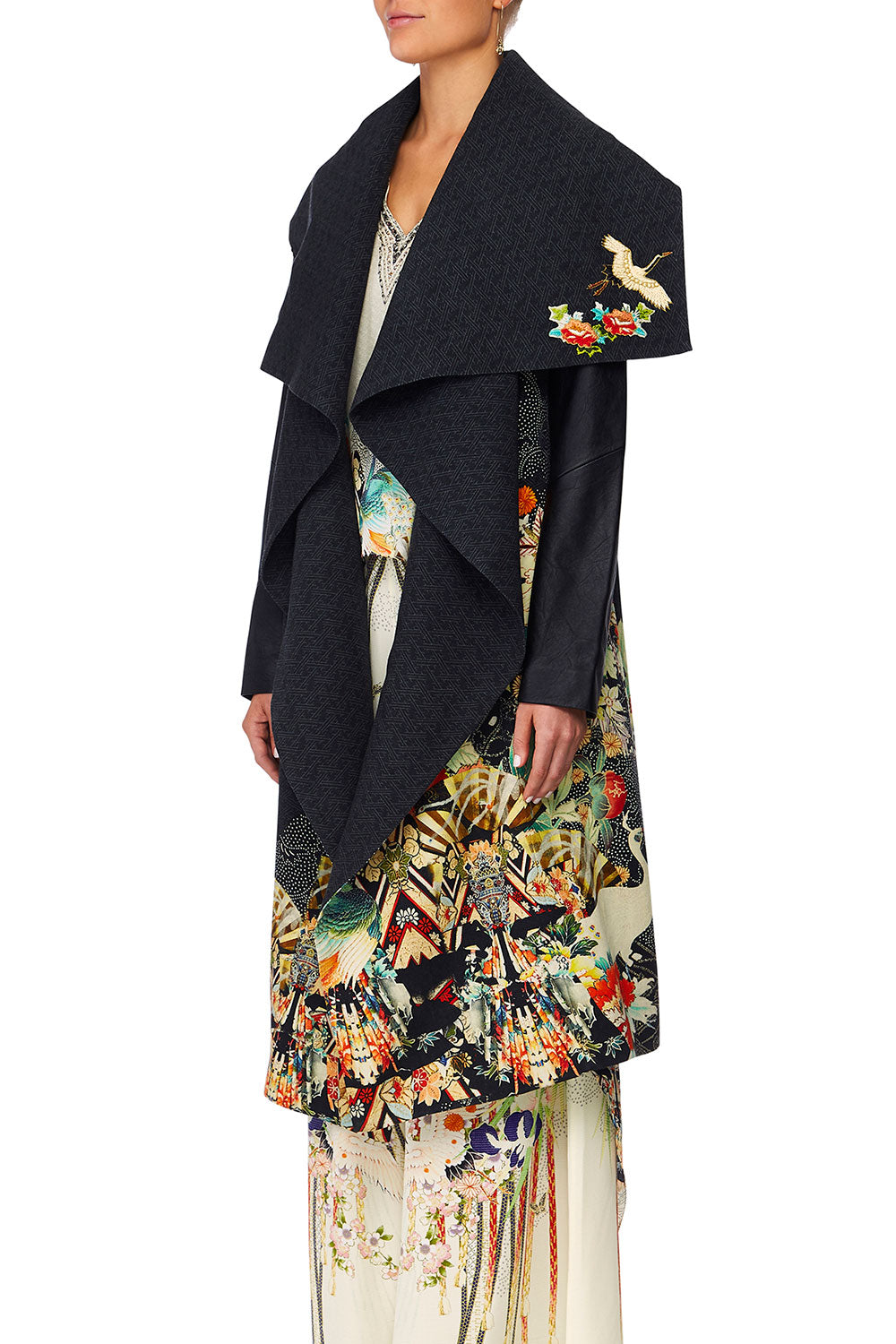 CAMILLA MIDNIGHT MOONCHILD WATERFALL COLLAR COAT