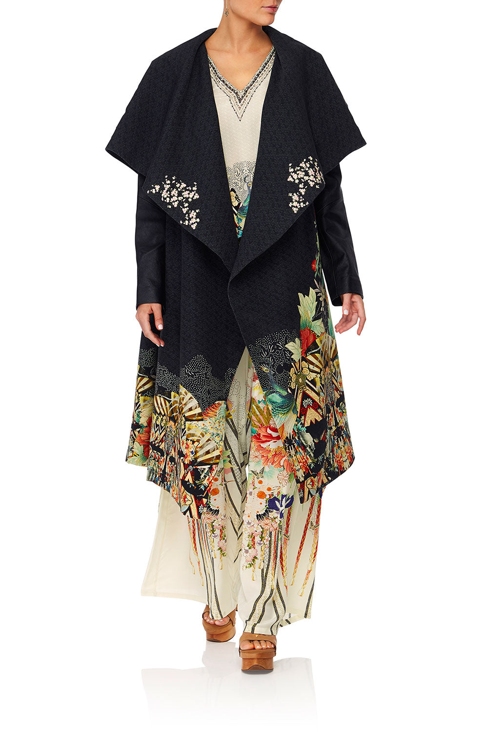 CAMILLA MIDNIGHT MOONCHILD WATERFALL COLLAR COAT