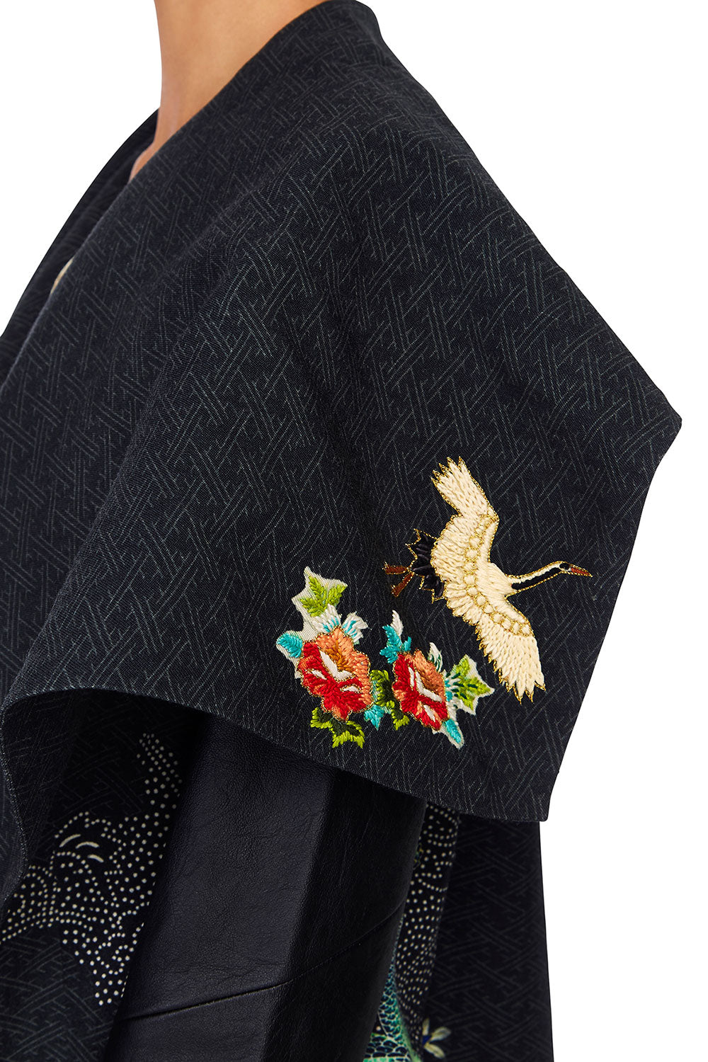 CAMILLA MIDNIGHT MOONCHILD WATERFALL COLLAR COAT