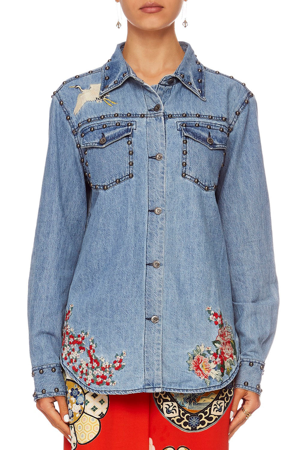 MS MAIKO STUDDED DENIM SHIRT