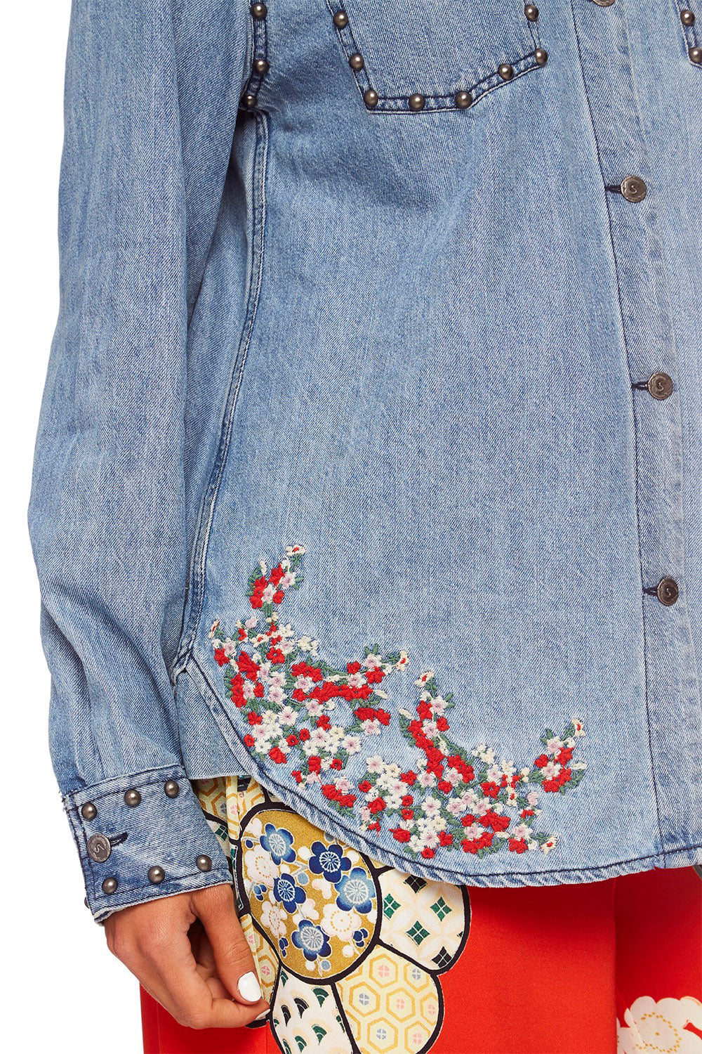 MS MAIKO STUDDED DENIM SHIRT