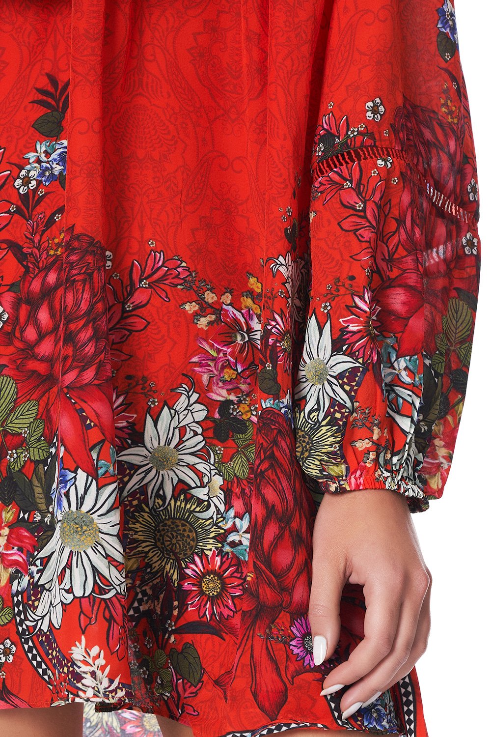 OFF SHOULDER DRESS WITH NECK TIE WONDERING WARATAH