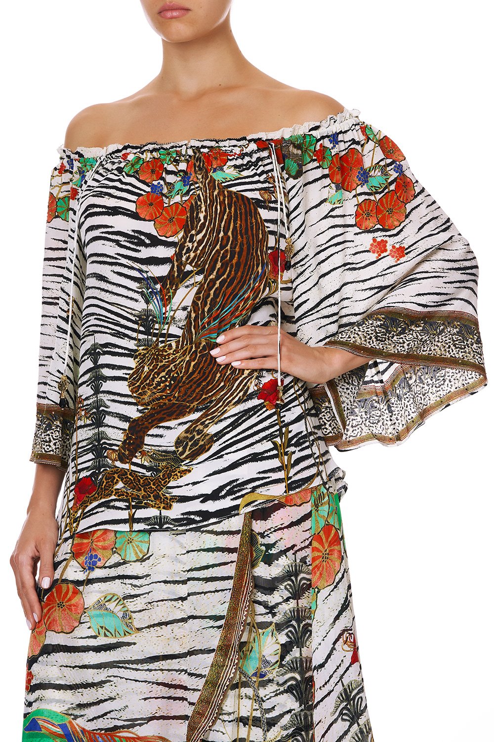 OFF SHOULDER FLARE BLOUSE COSMIC CONFLICT