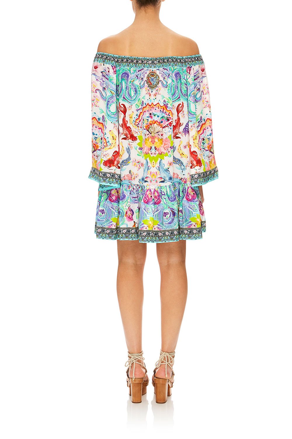 CAMILLA DRAGON DIVINITY OFF SHOULDER FRILL HEM DRESS