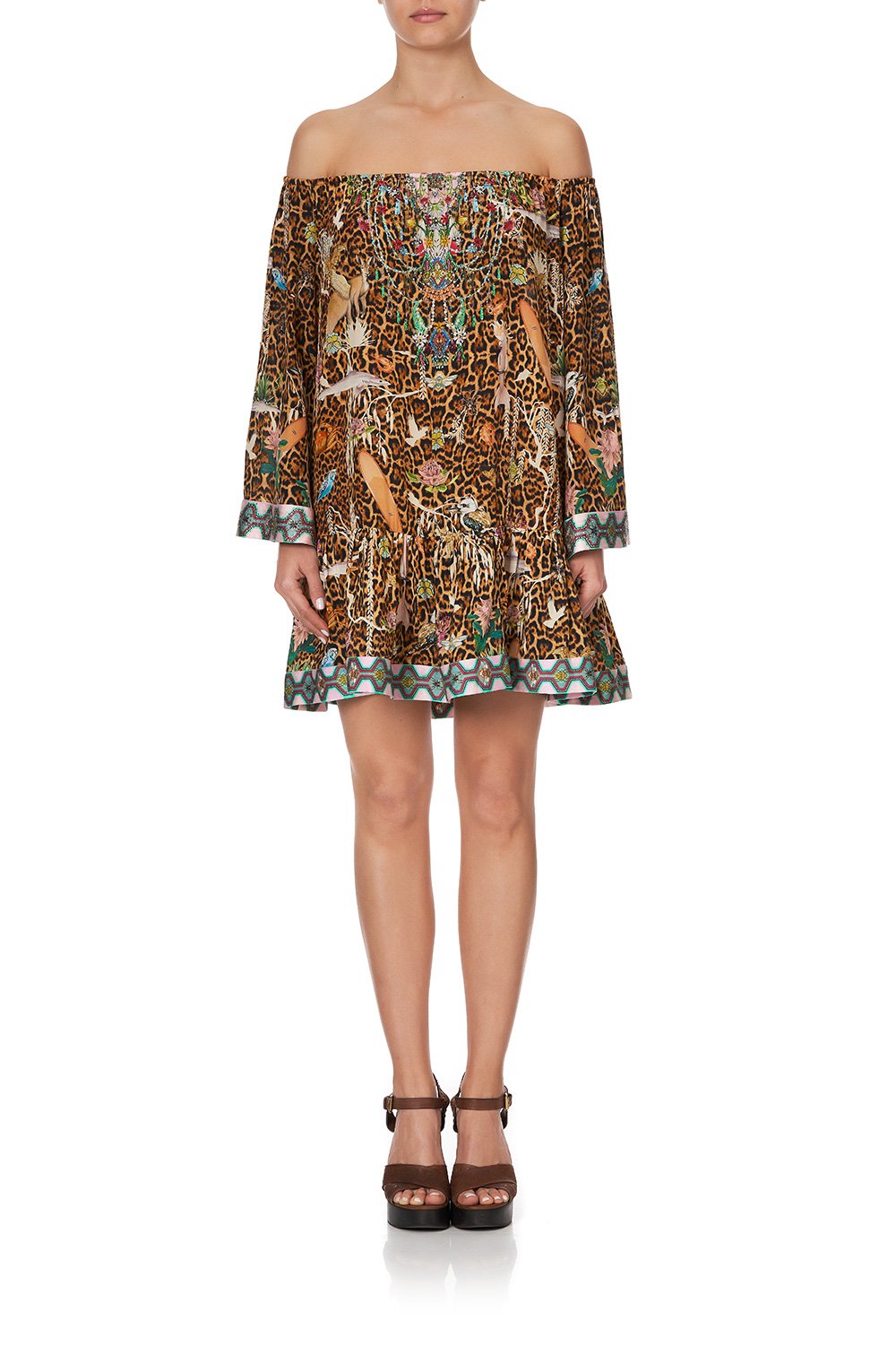 OFF SHOULDER FRILL HEM DRESS FAUNA ELECTRO