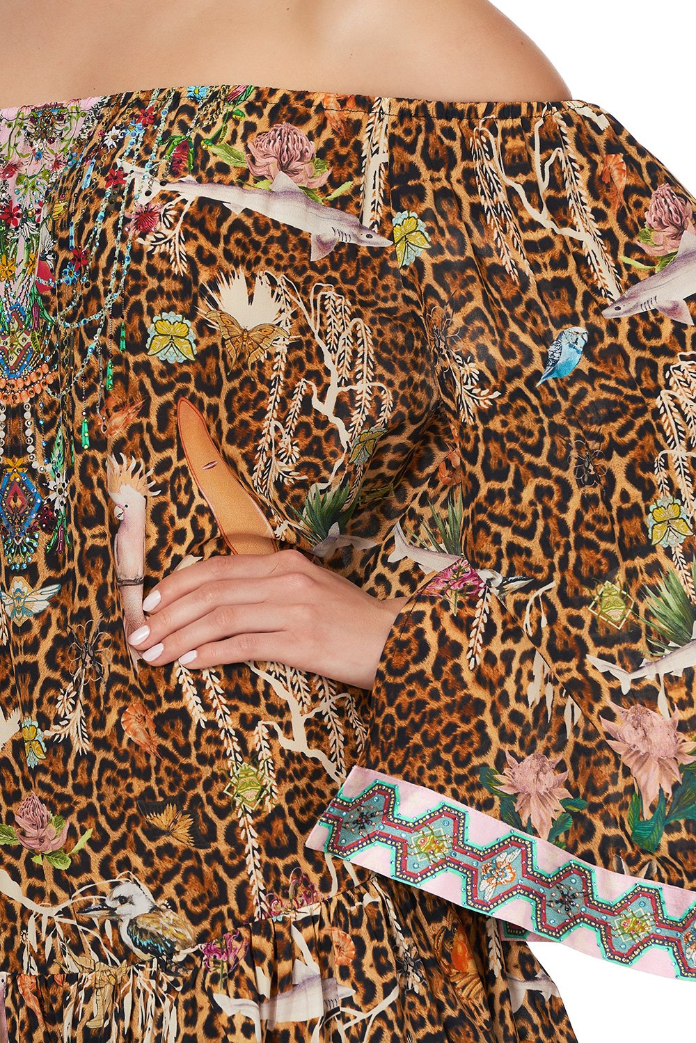 OFF SHOULDER FRILL HEM DRESS FAUNA ELECTRO