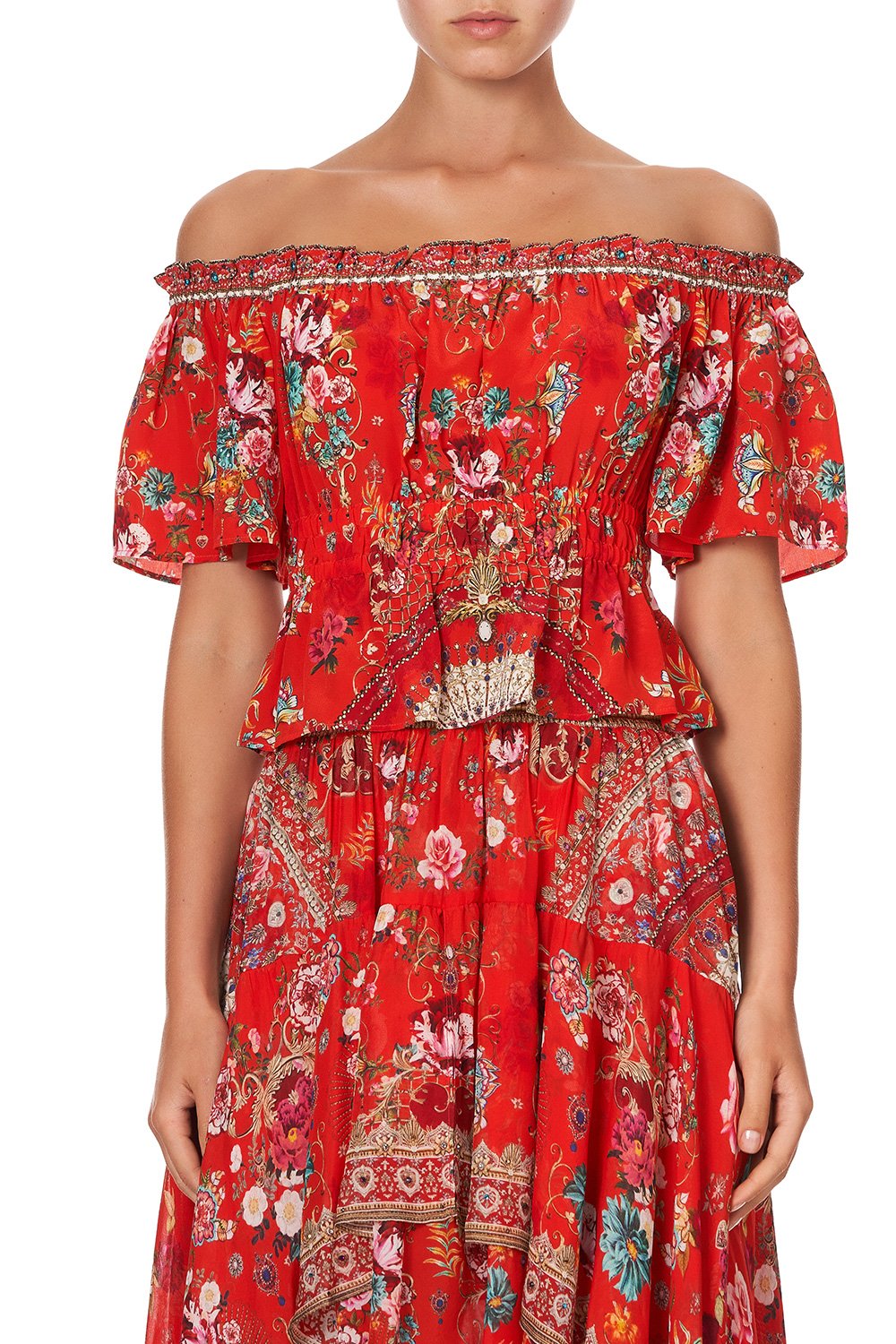 OFF SHOULDER GATHERED TOP CAMEOS CAN CAN