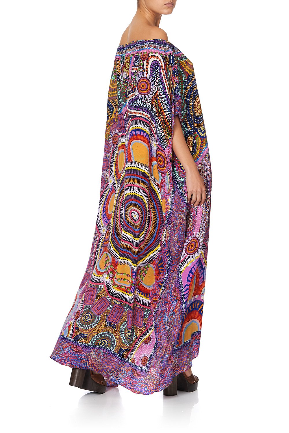 OFF SHOULDER KAFTAN WITH SPLIT WARLU DREAMING