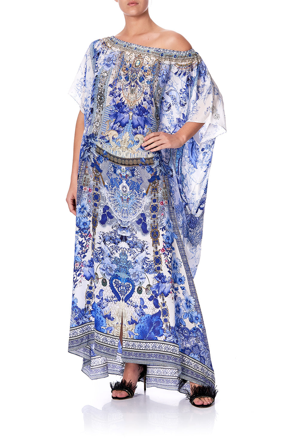 OFF SHOULDER KAFTAN WITH SPLIT PAINTED PROVINCIAL