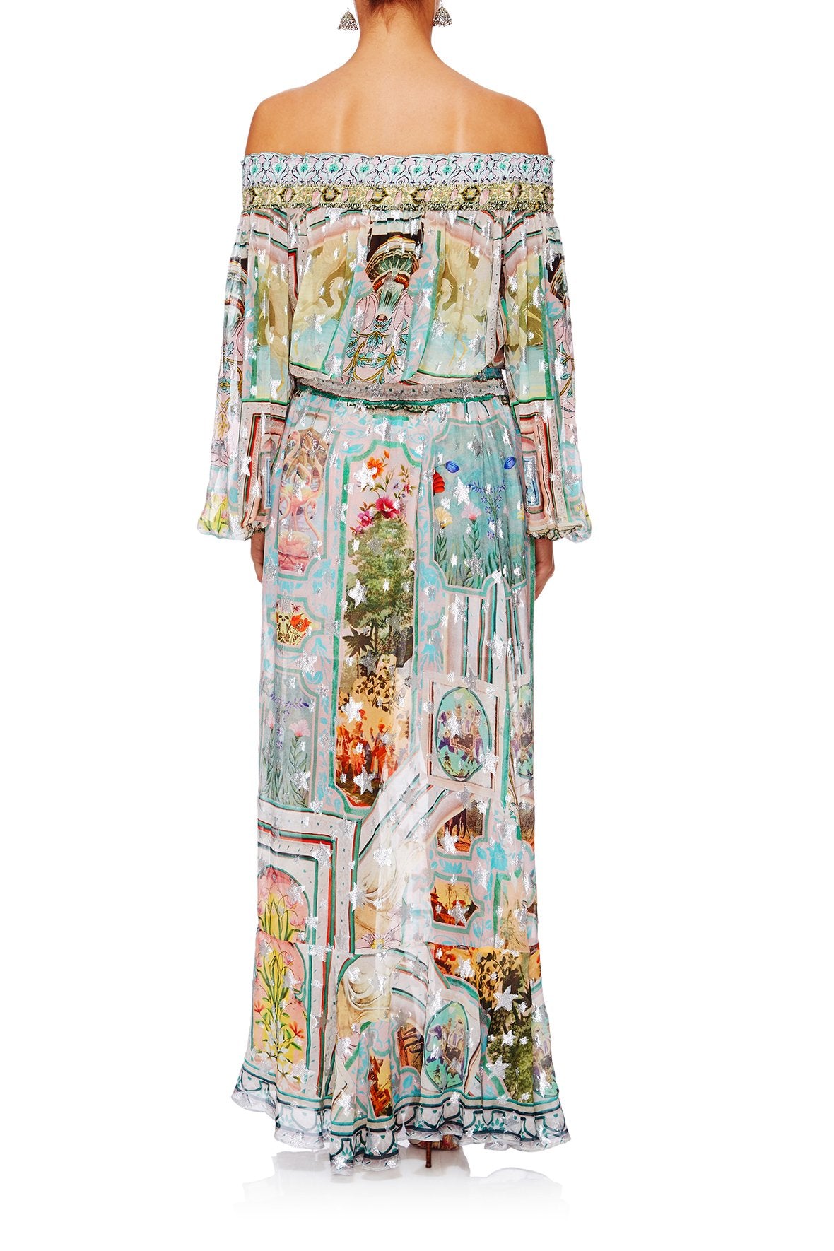 MATRIARCH MUSINGS OFF SHOULDER SHIRRED DRESS