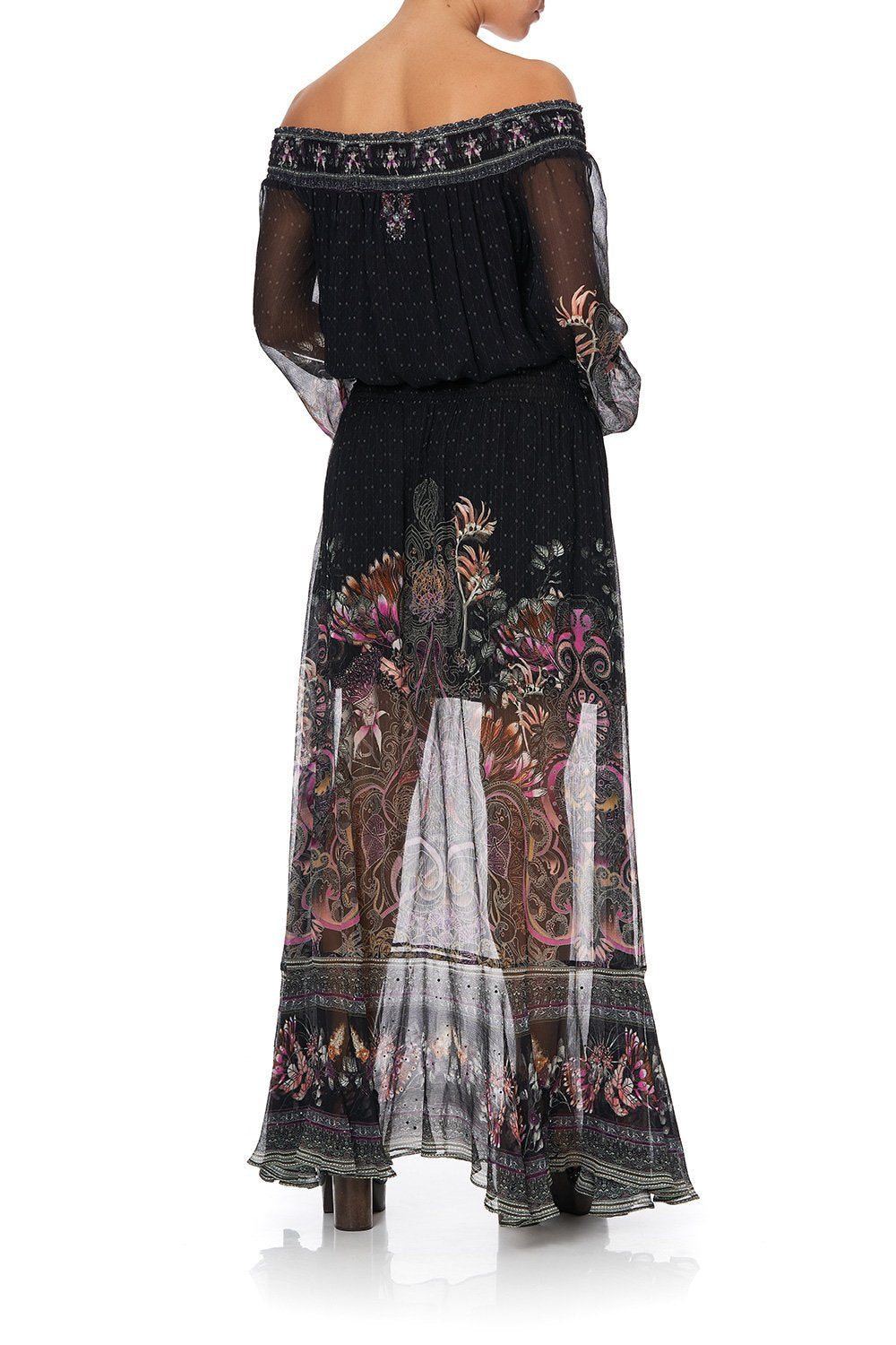 OFF SHOULDER SHIRRED DRESS RESTLESS NIGHTS