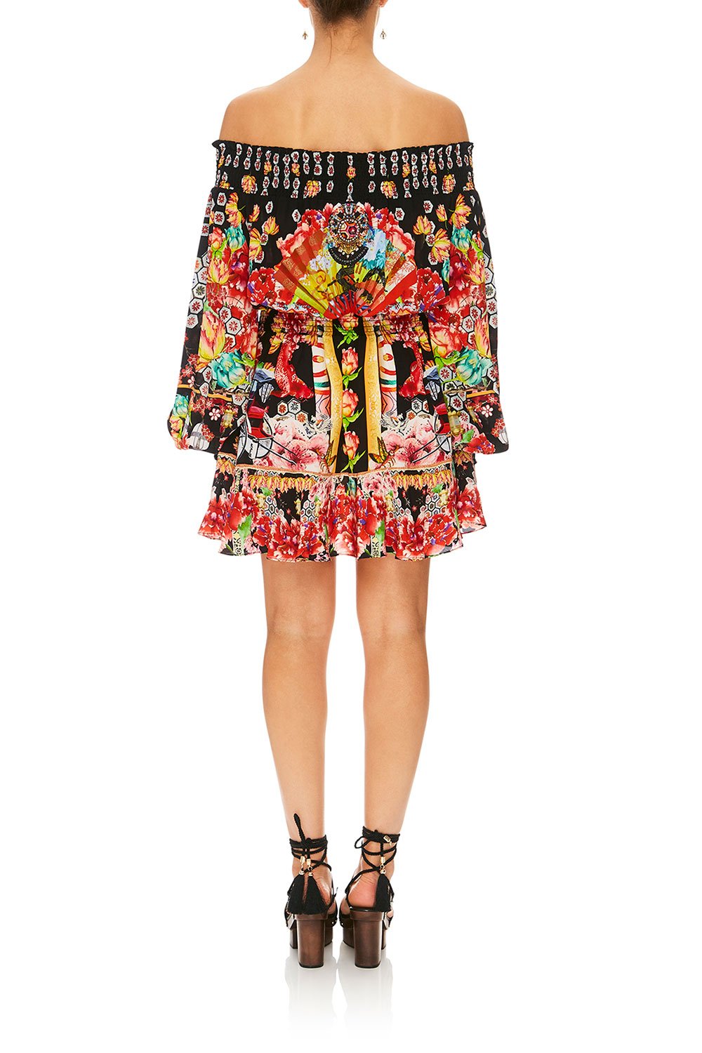 CAMILLA PAINTED LAND OFF SHOULDER SHORT DRESS