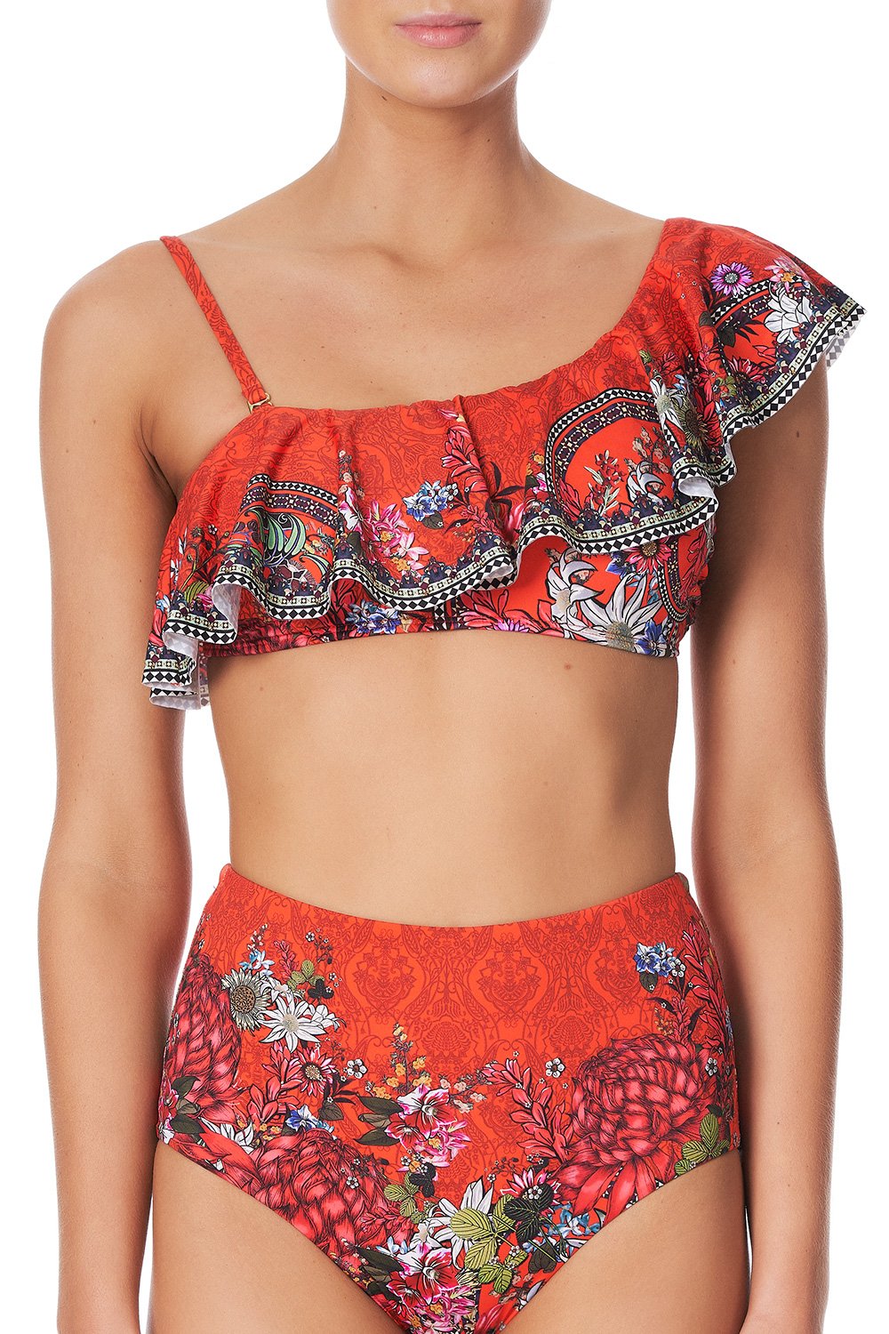 ONE SHOULDER FRILL BRA WONDERING WARATAH
