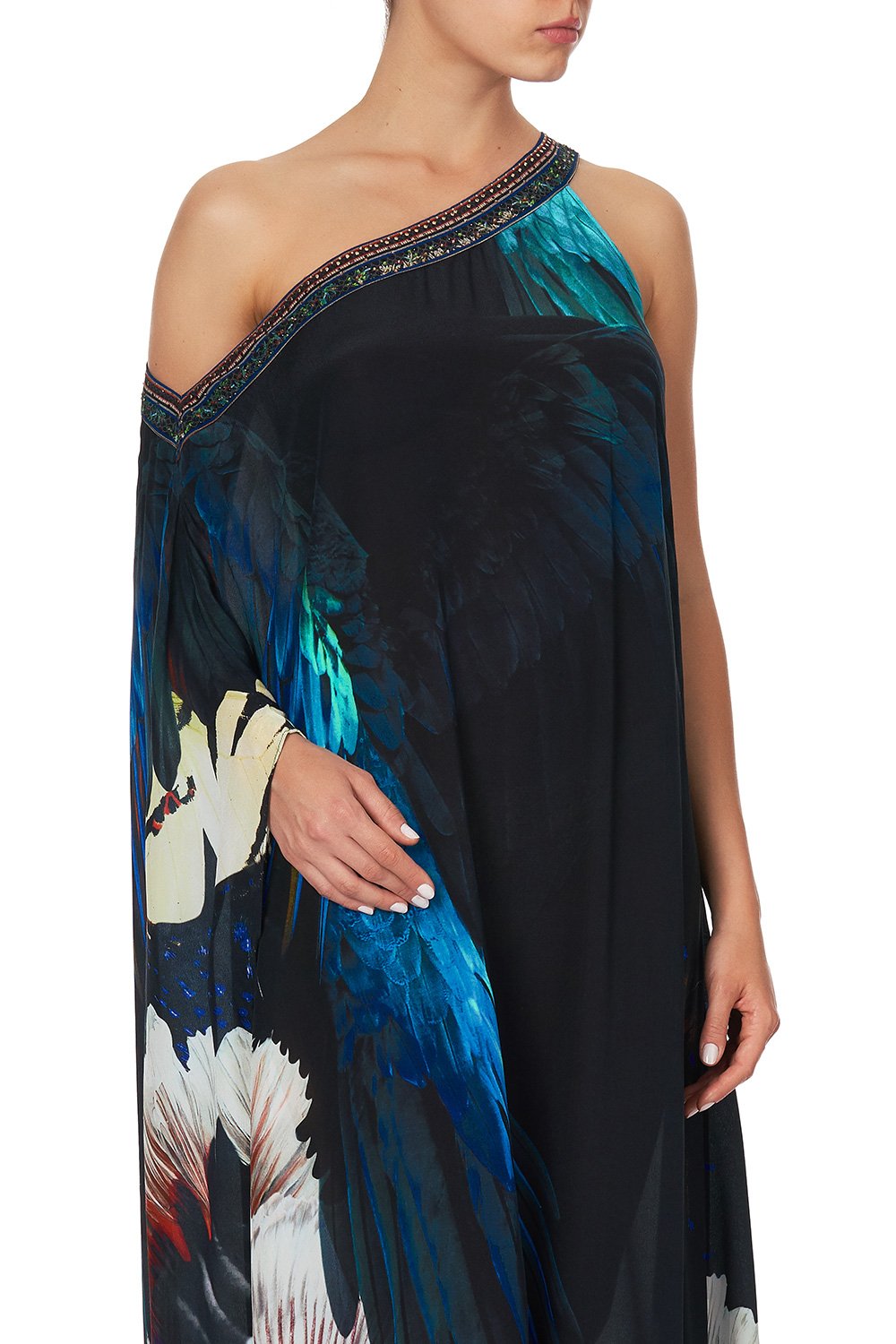 ONE SHOULDER KAFTAN WITH NECKBAND NIGHT FLIGHT