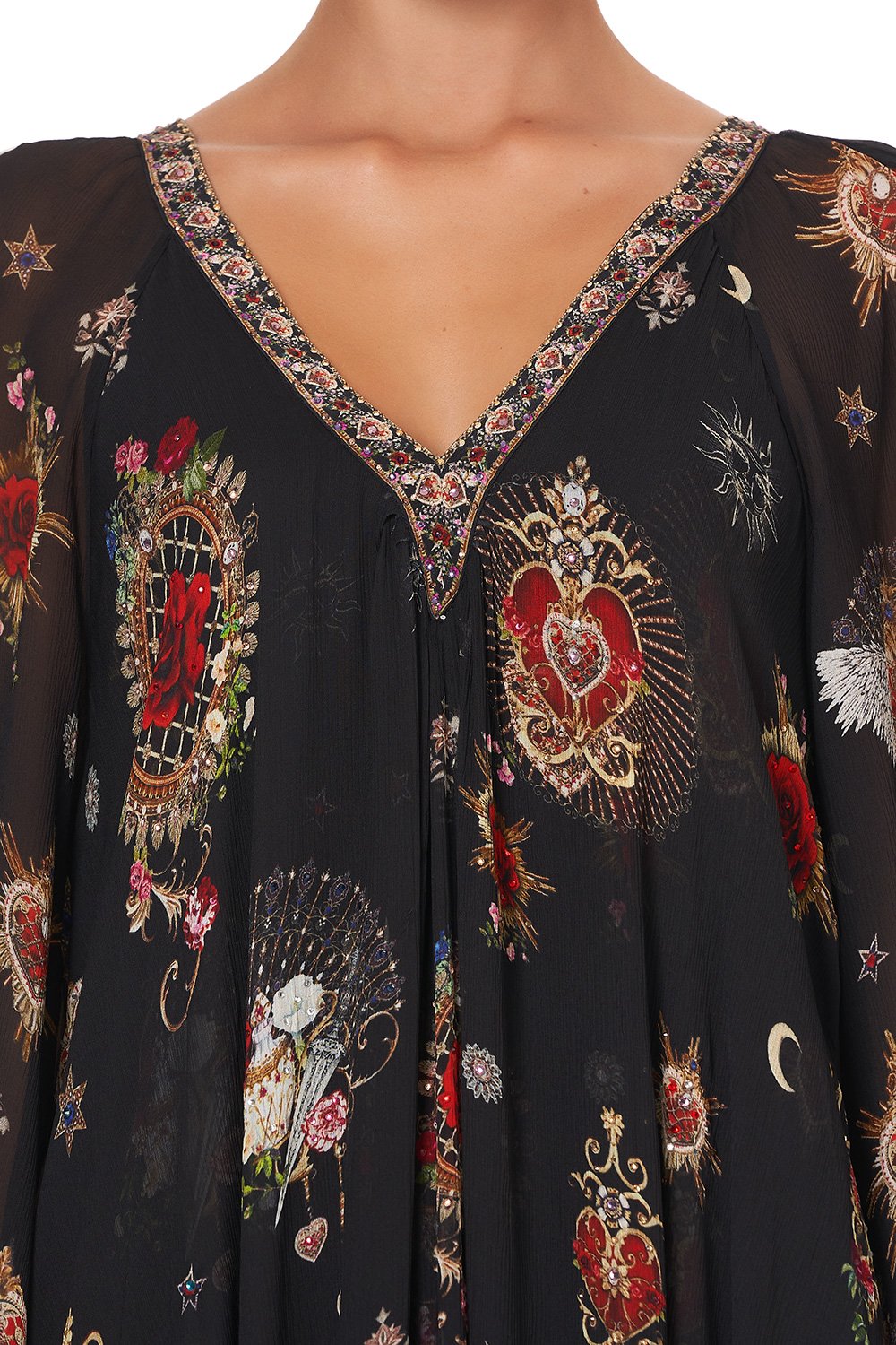 PLEAT SLEEVE LONG DRESS MONTAGUES CAPULET