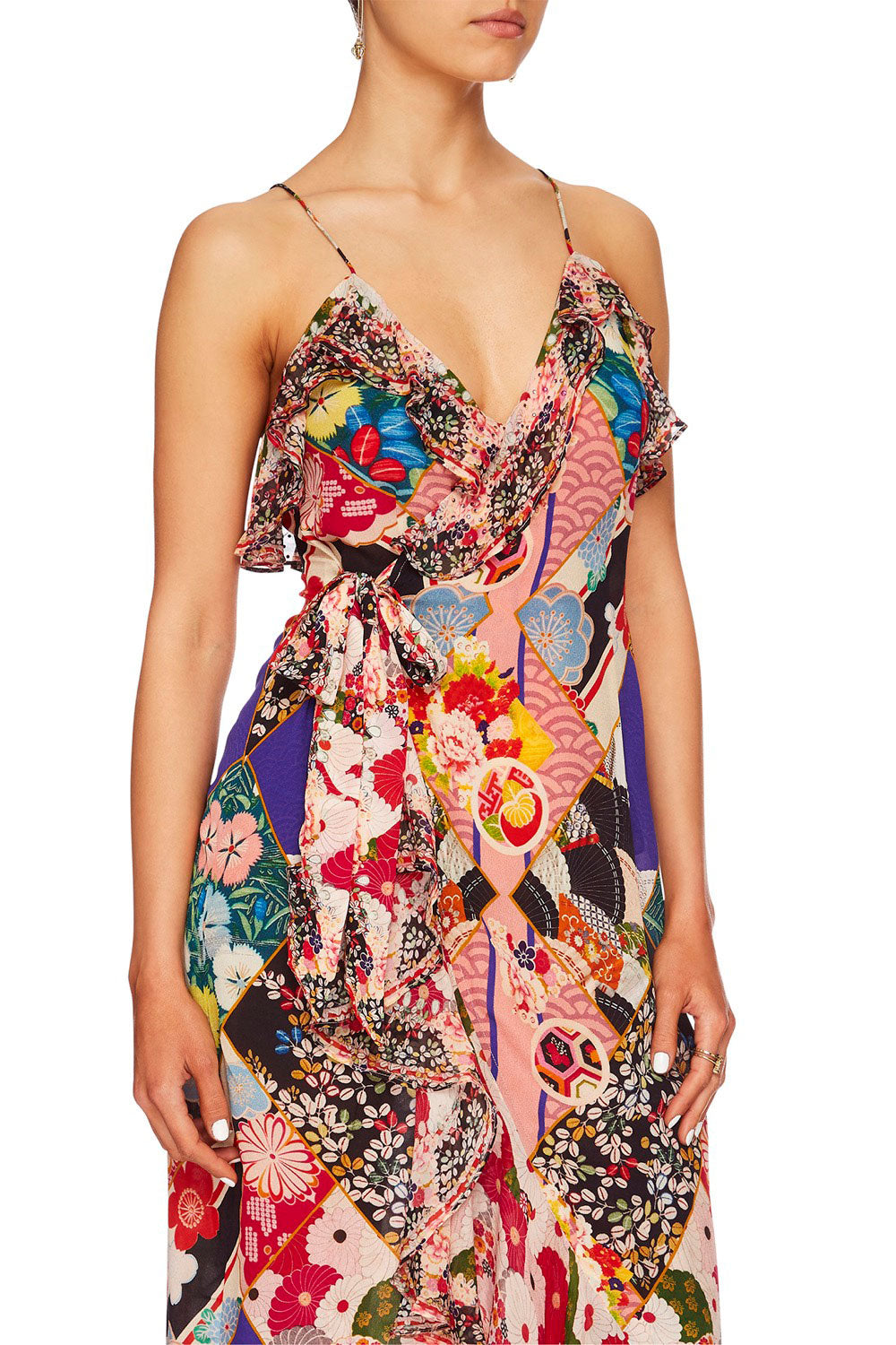 CAMILLA POSTCARDS FROM MARS LONG WRAP DRESS WFRILL