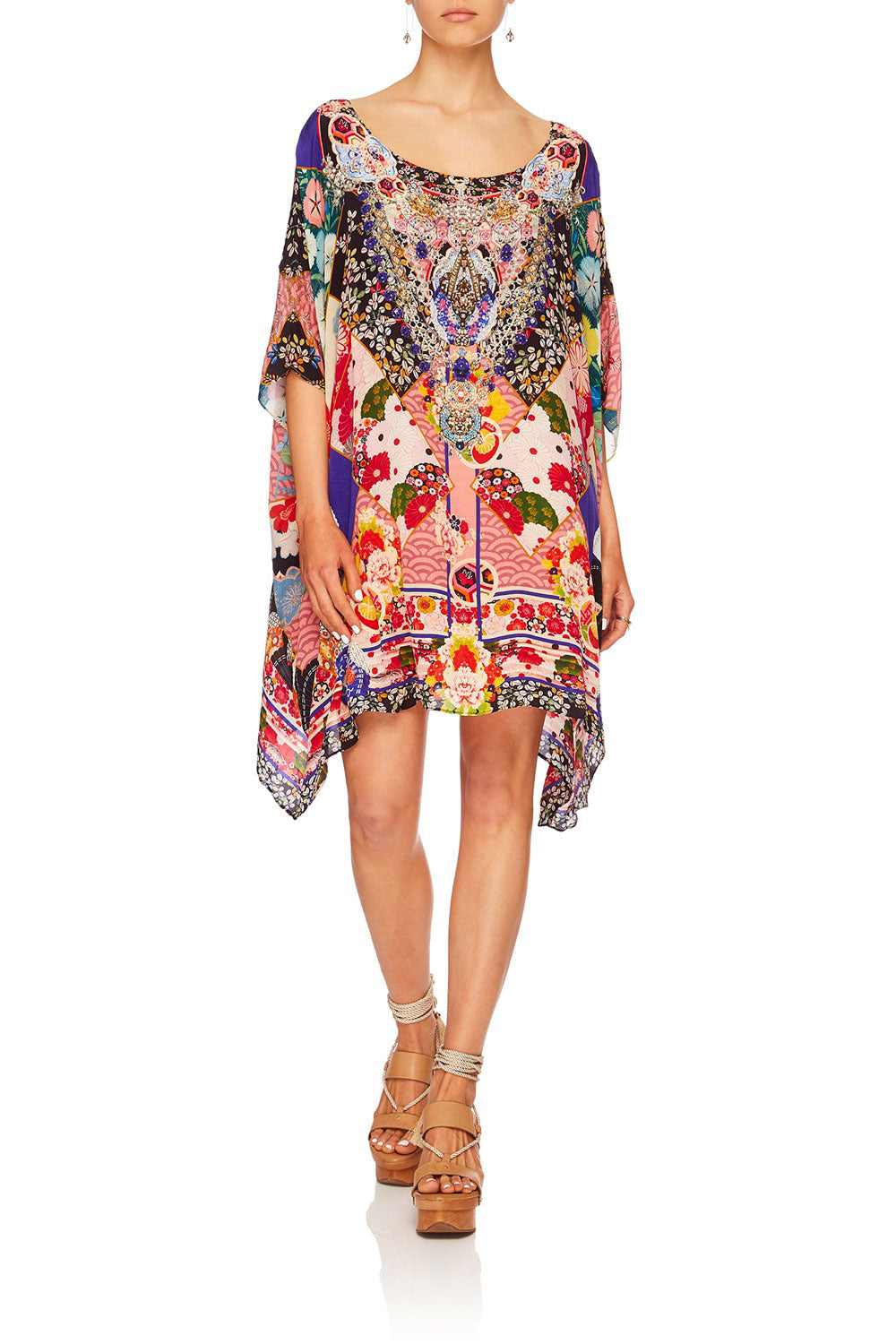 CAMILLA POSTCARDS FROM MARS SHORT ROUND NECK KAFTAN
