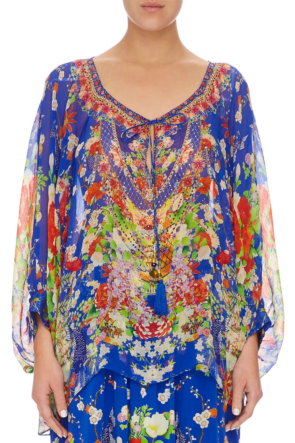 CAMILLA RAGLAN SLEEVE BLOUSE W/ CUFF PLAYING KOI