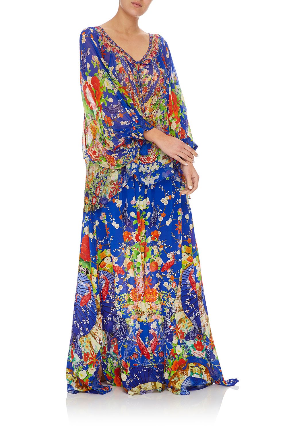 CAMILLA RAGLAN SLEEVE BLOUSE W/ CUFF PLAYING KOI