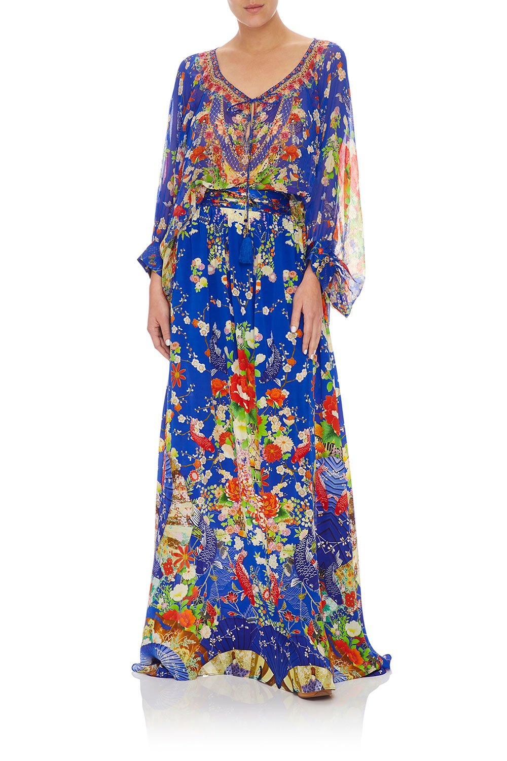 CAMILLA RAGLAN SLEEVE BLOUSE W/ CUFF PLAYING KOI