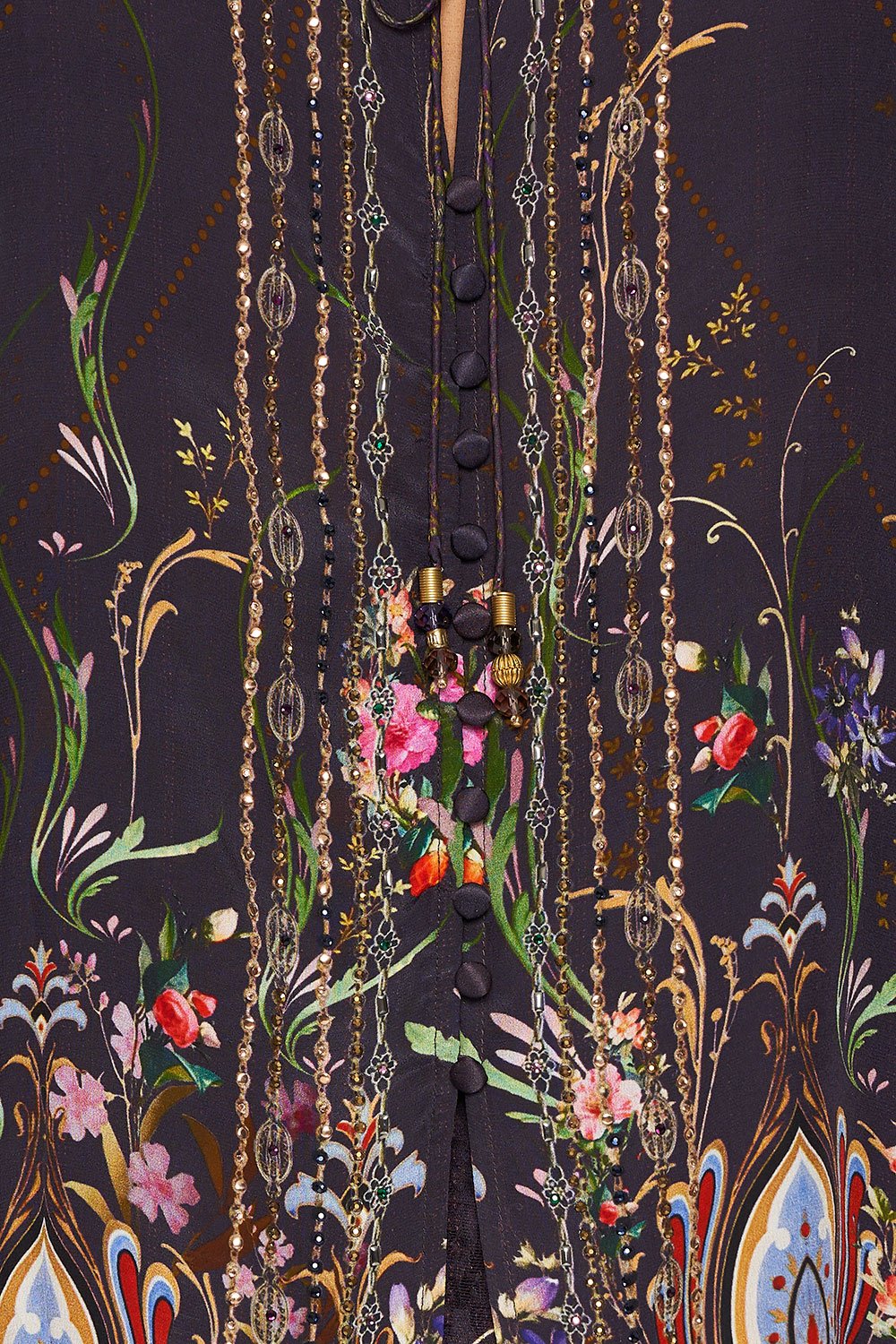 CAMILLA RAGLAN SLEEVE BUTTON UP TOP WILD FLOWER