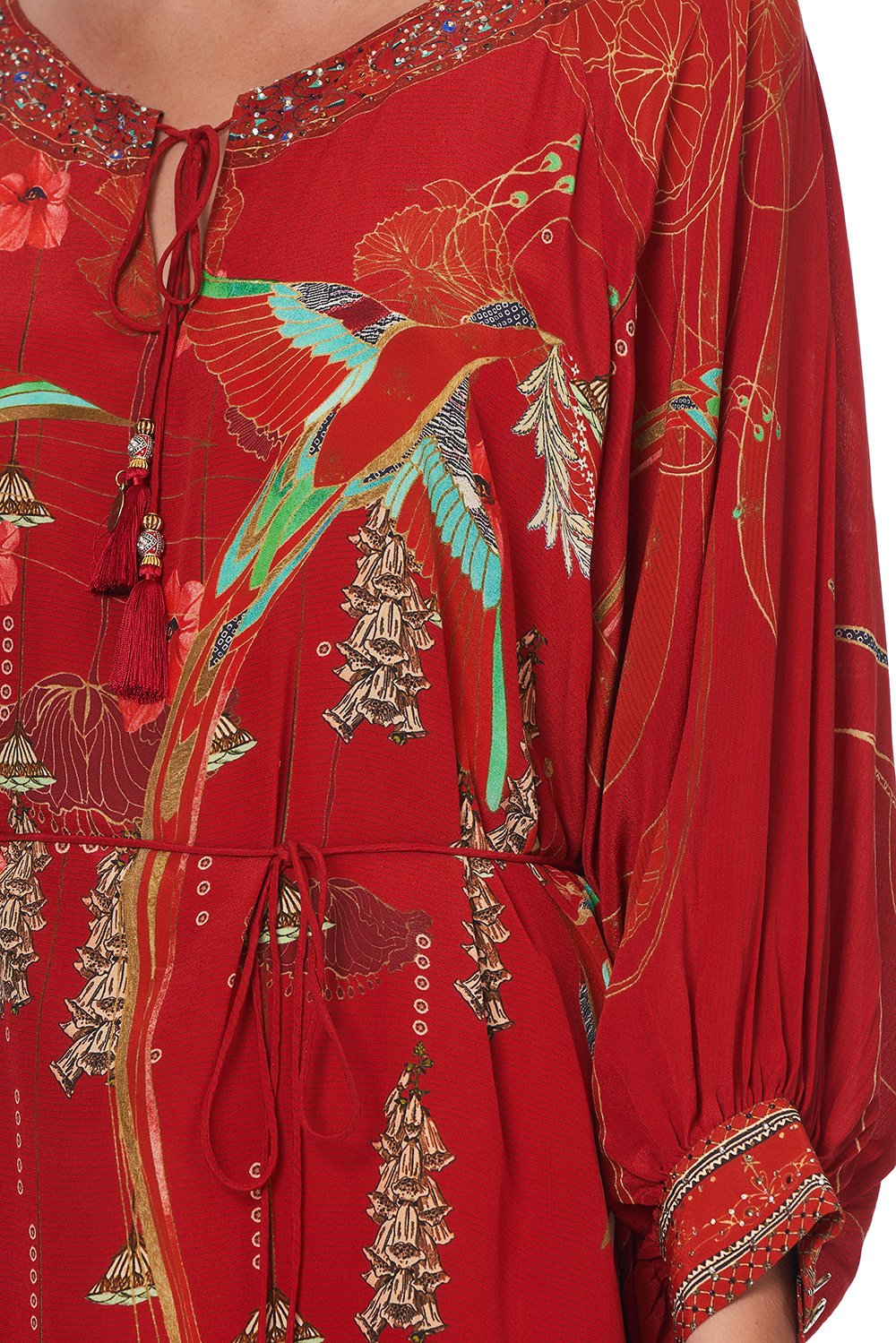 RAGLAN SLEEVE TIE FRONT DRESS FORBIDDEN FRUIT