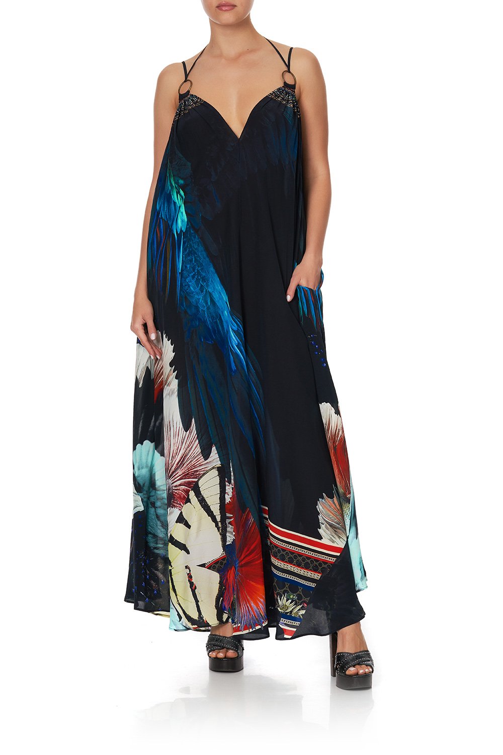 RING DETAIL STRAP DRESS NIGHT FLIGHT