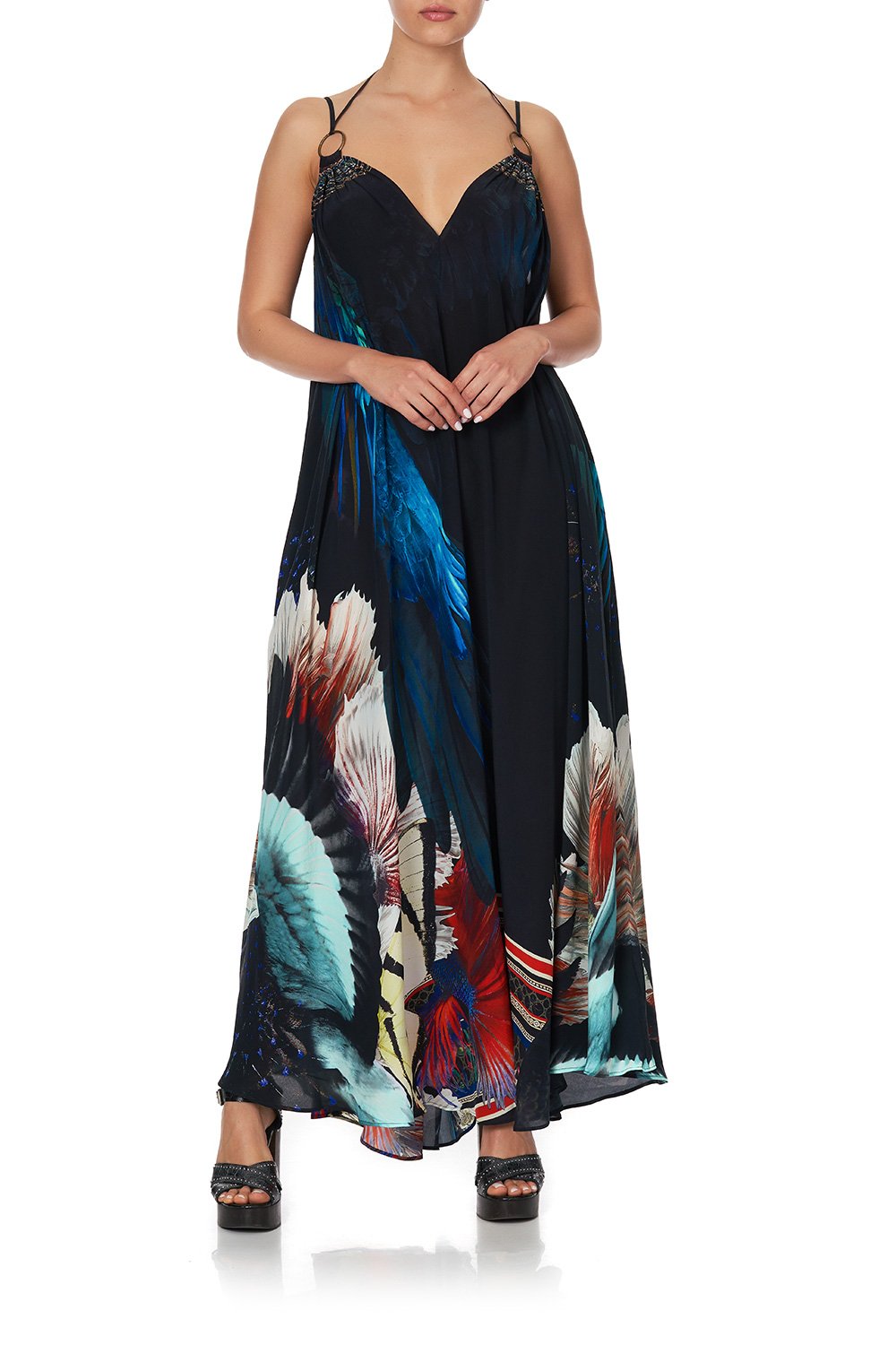 RING DETAIL STRAP DRESS NIGHT FLIGHT