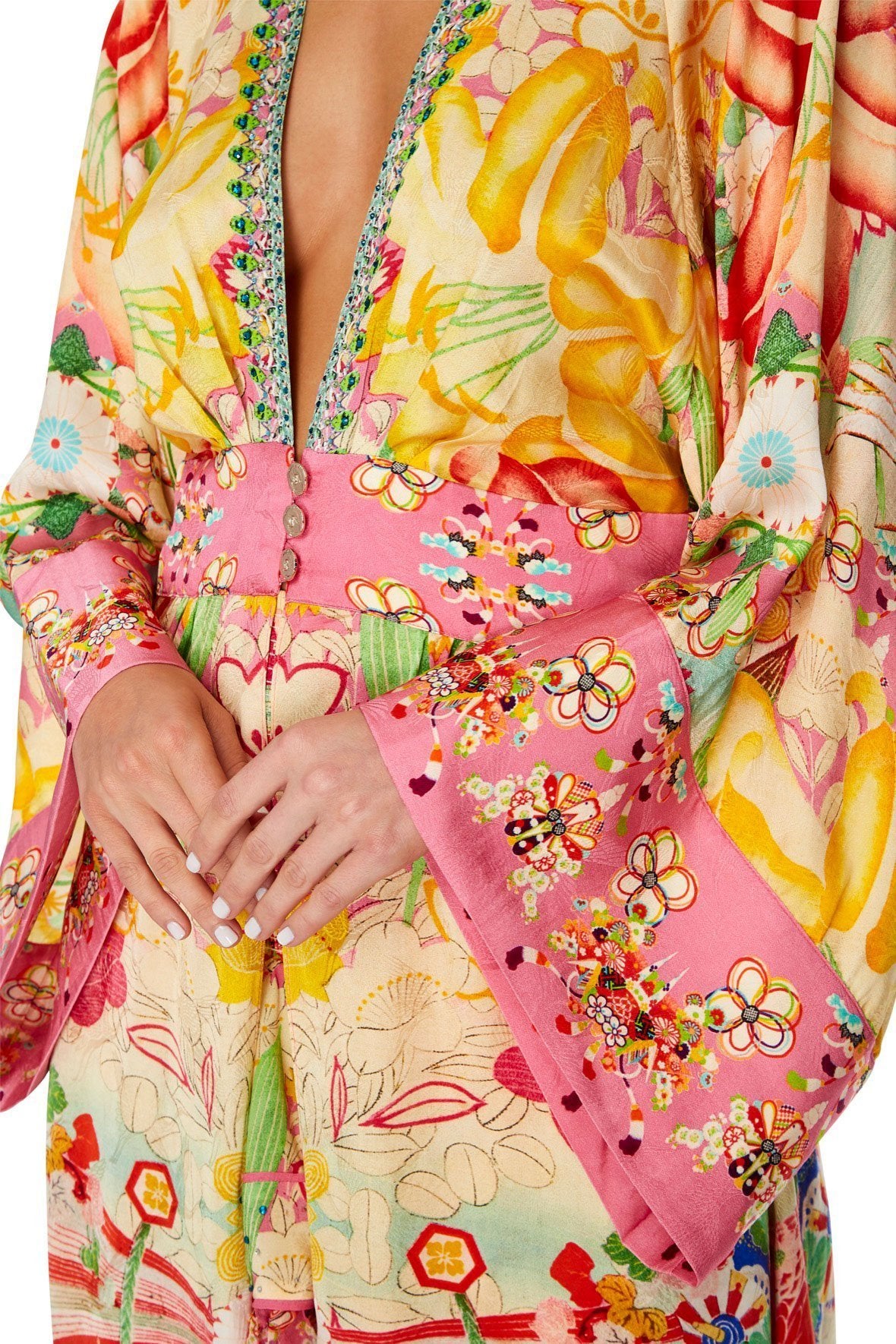 ROBE WITH ELASTIC BACK WAIST KIMONO KISSES