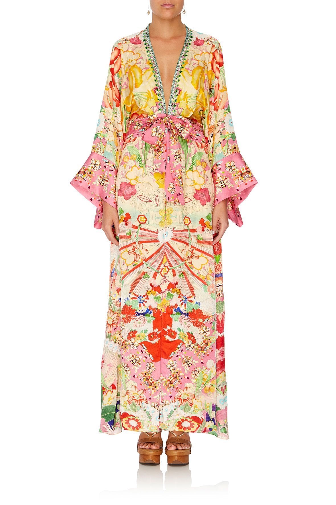 ROBE WITH ELASTIC BACK WAIST KIMONO KISSES