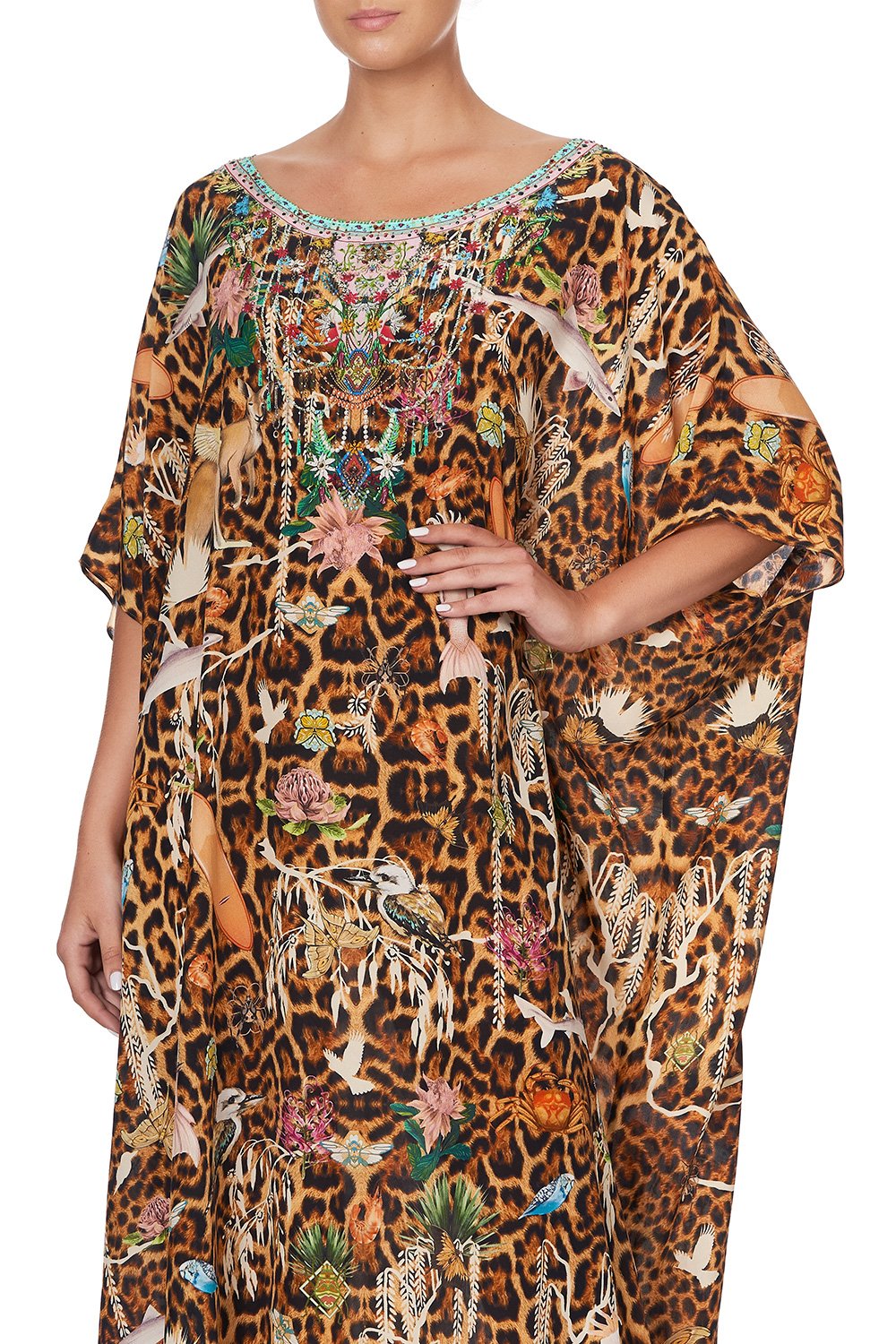 ROUND NECK KAFTAN FAUNA ELECTRO
