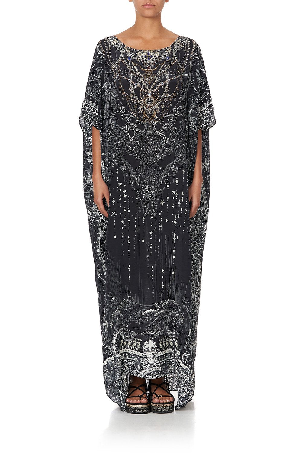 ROUND NECK KAFTAN MIDNIGHT PEARL