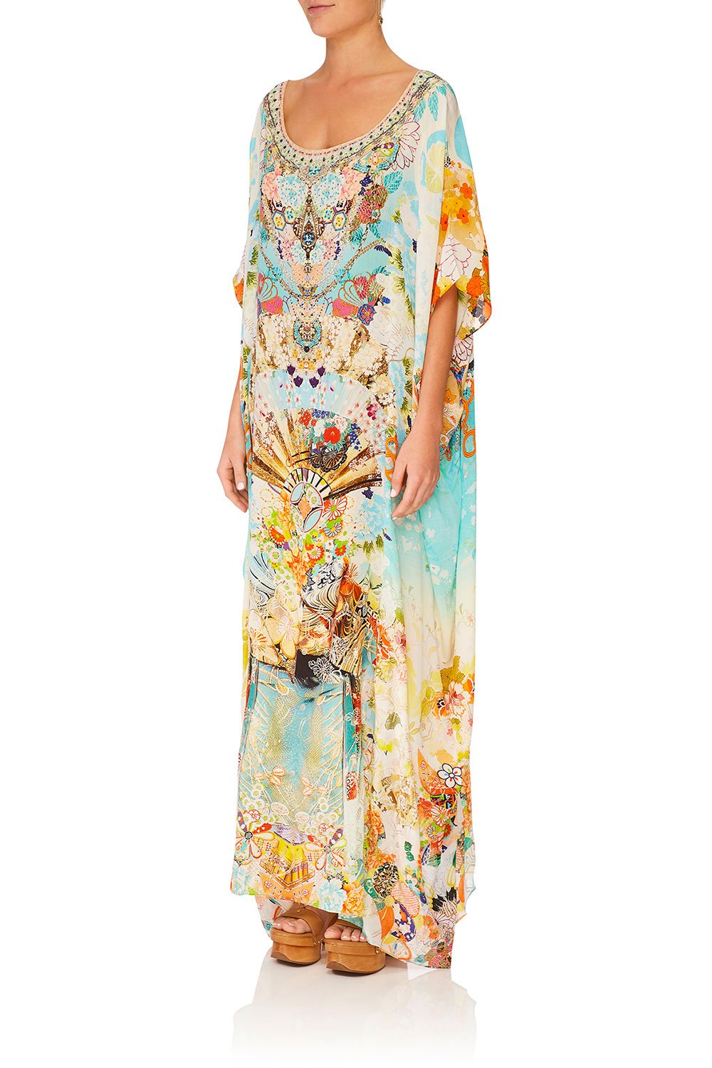 CAMILLA RETROS RAINBOW ROUND NECK KAFTAN