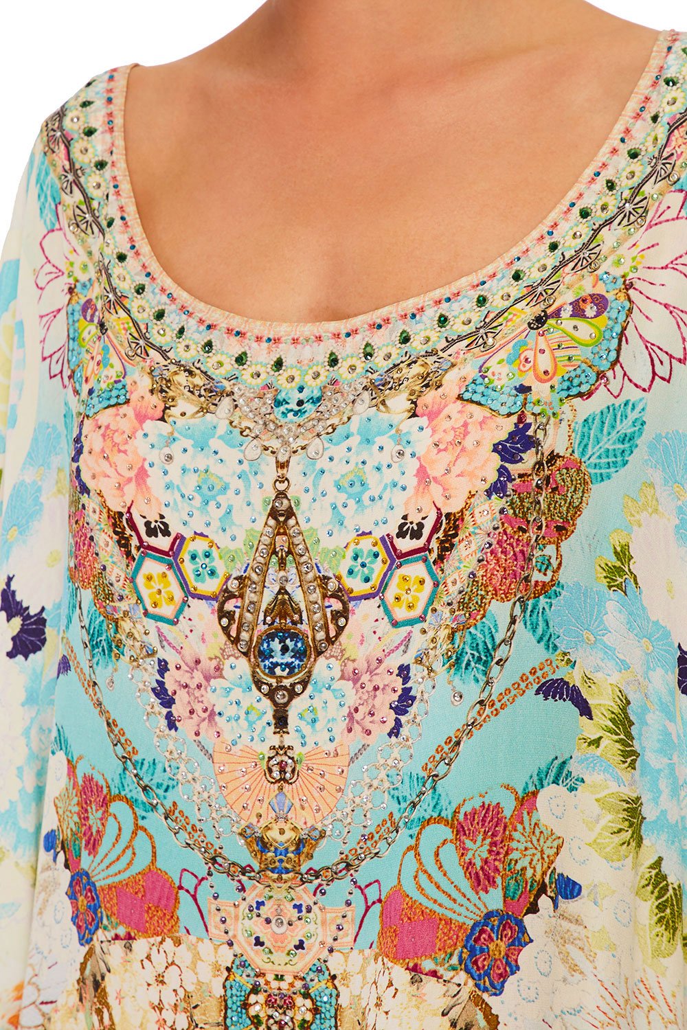 CAMILLA RETROS RAINBOW ROUND NECK KAFTAN