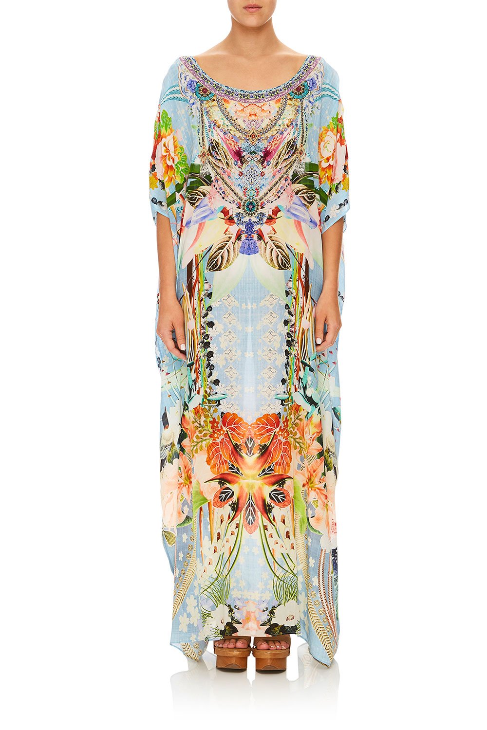 CAMILLA THE STILL ABYSS ROUND NECK KAFTAN