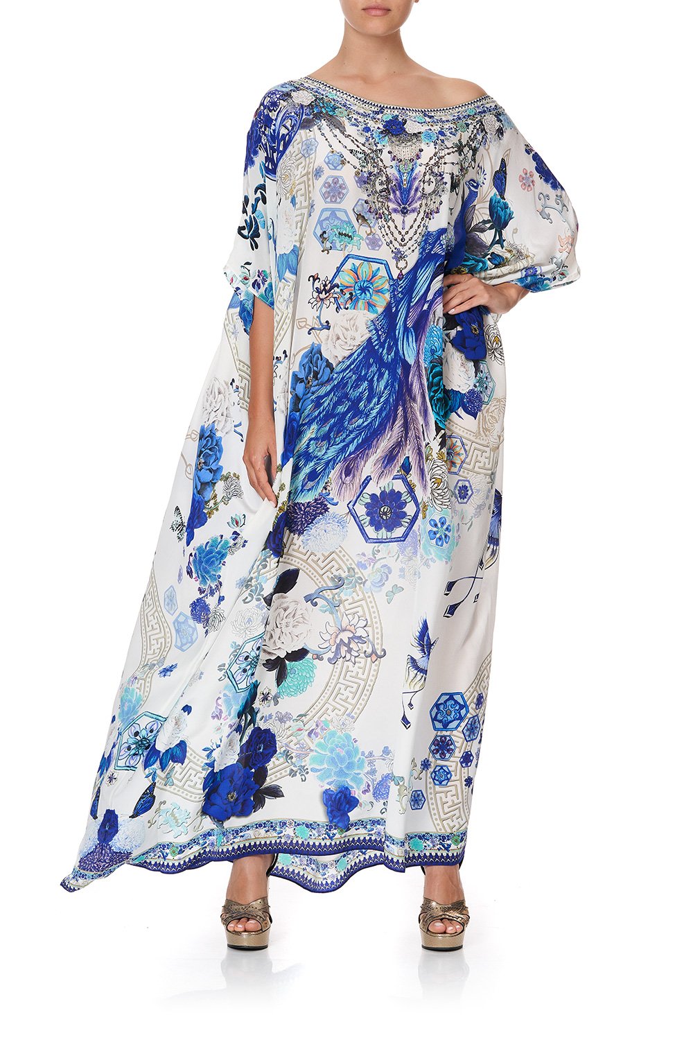 ROUND NECK KAFTAN WHITE SIDE OF THE MOON