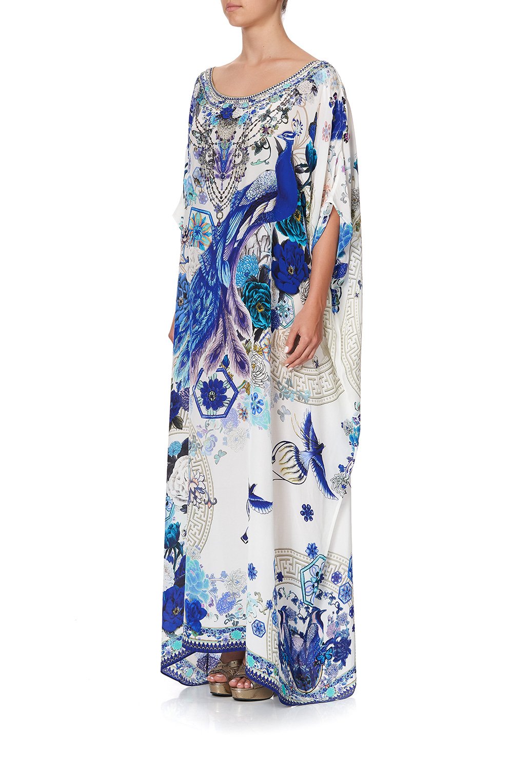 ROUND NECK KAFTAN WHITE SIDE OF THE MOON