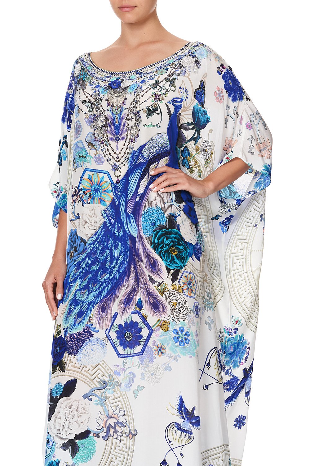 ROUND NECK KAFTAN WHITE SIDE OF THE MOON