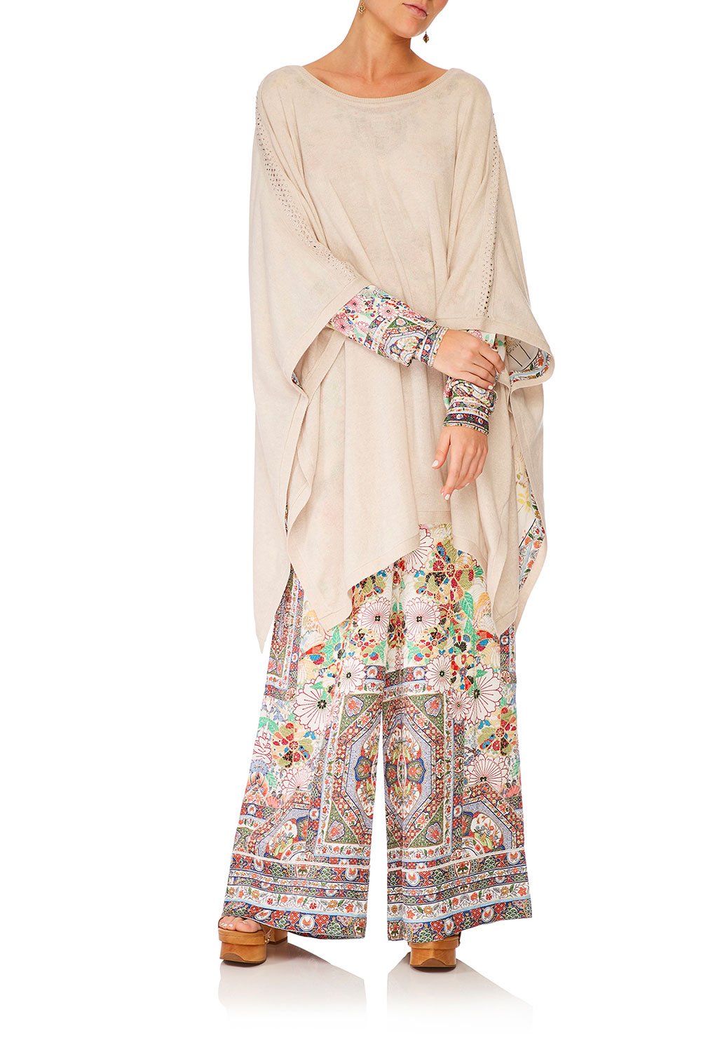 CAMILLA ROUND NECK PONCHO W/ FULL LINING TIME AFTER TIME