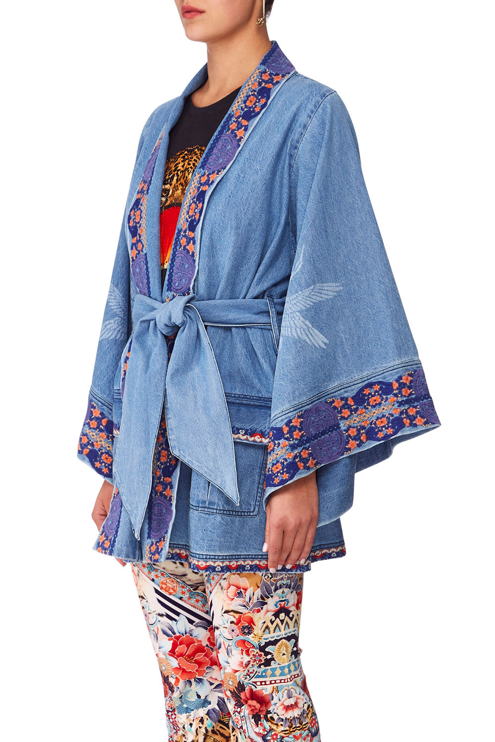 CAMILLA SATURN SISTER DENIM KIMONO W BELT
