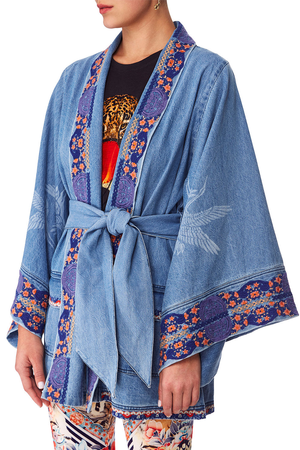 CAMILLA SATURN SISTER DENIM KIMONO W BELT
